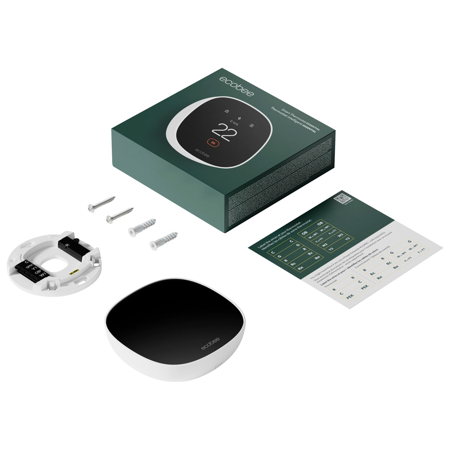 Thermostat intelligent Wi-Fi Essential d'ecobee - Blanc