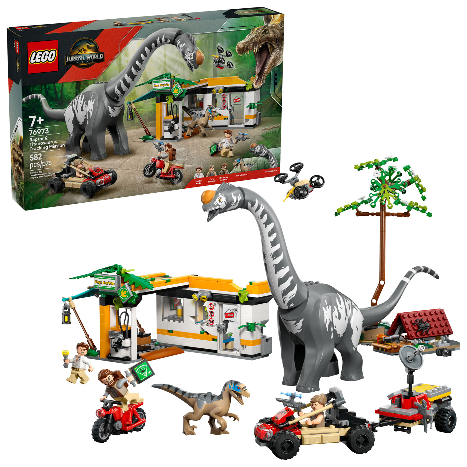 LEGO Jurassic World : Mission de suivi du Raptor et du Titanosaure - 582 pièces
