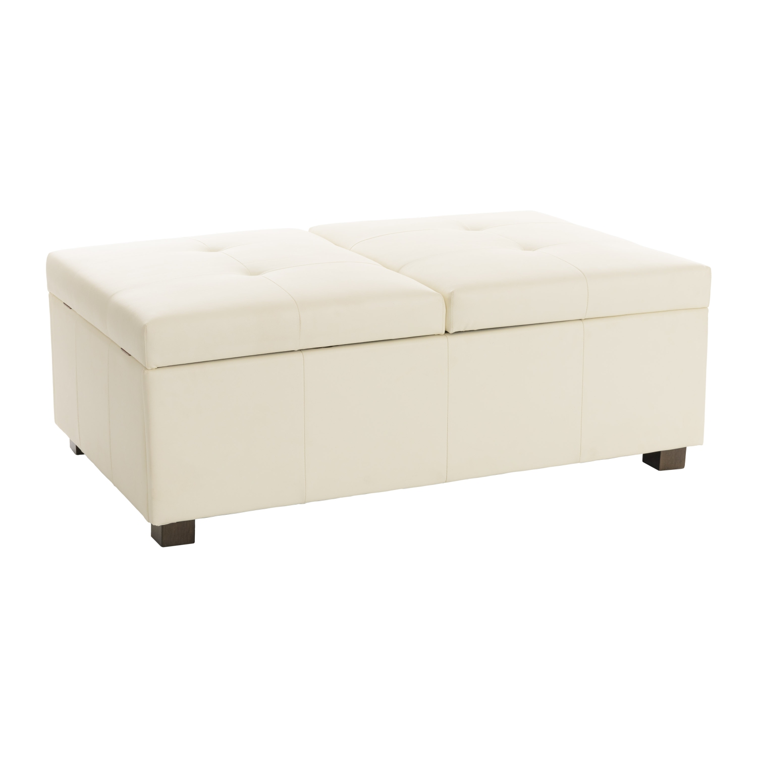 CorLiving – Très grand pouf de rangement en polyuréthane de 47&nbsp;po, pouf de rangement à 2 portes, coffre de rangement, pour salon, chambre à