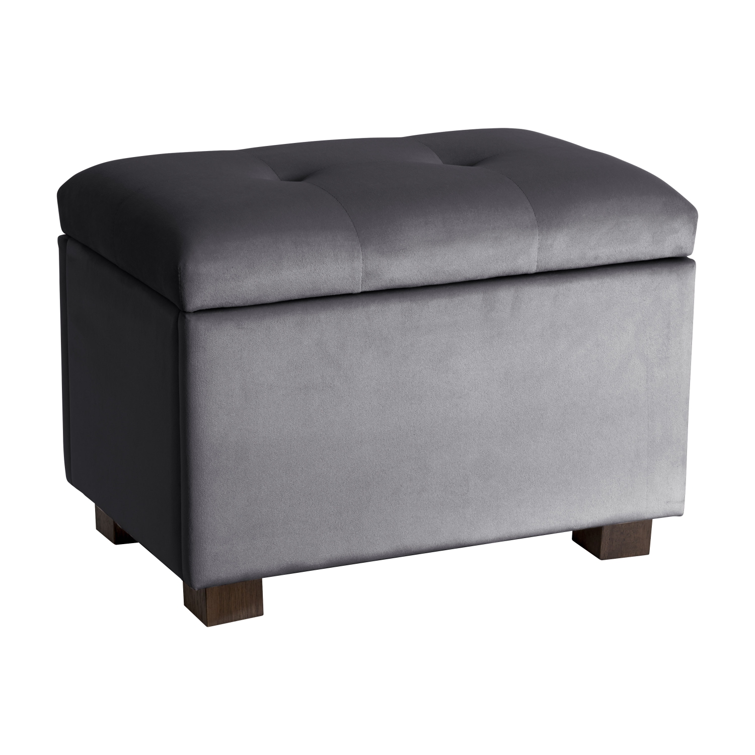 Banc pouf de rangement en velours de Corliving, petit pouf de rangement, repose-pieds, pouf pour petits espaces, pour salon, gris