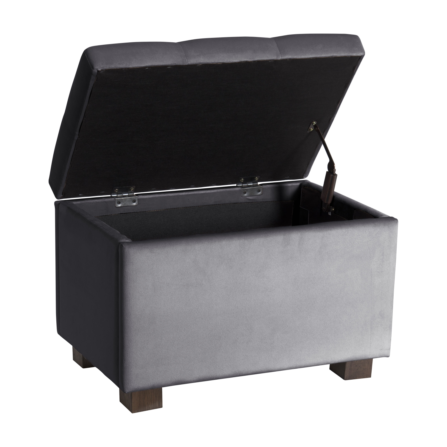 Banc pouf de rangement en velours de Corliving, petit pouf de rangement, repose-pieds, pouf pour petits espaces, pour salon, gris