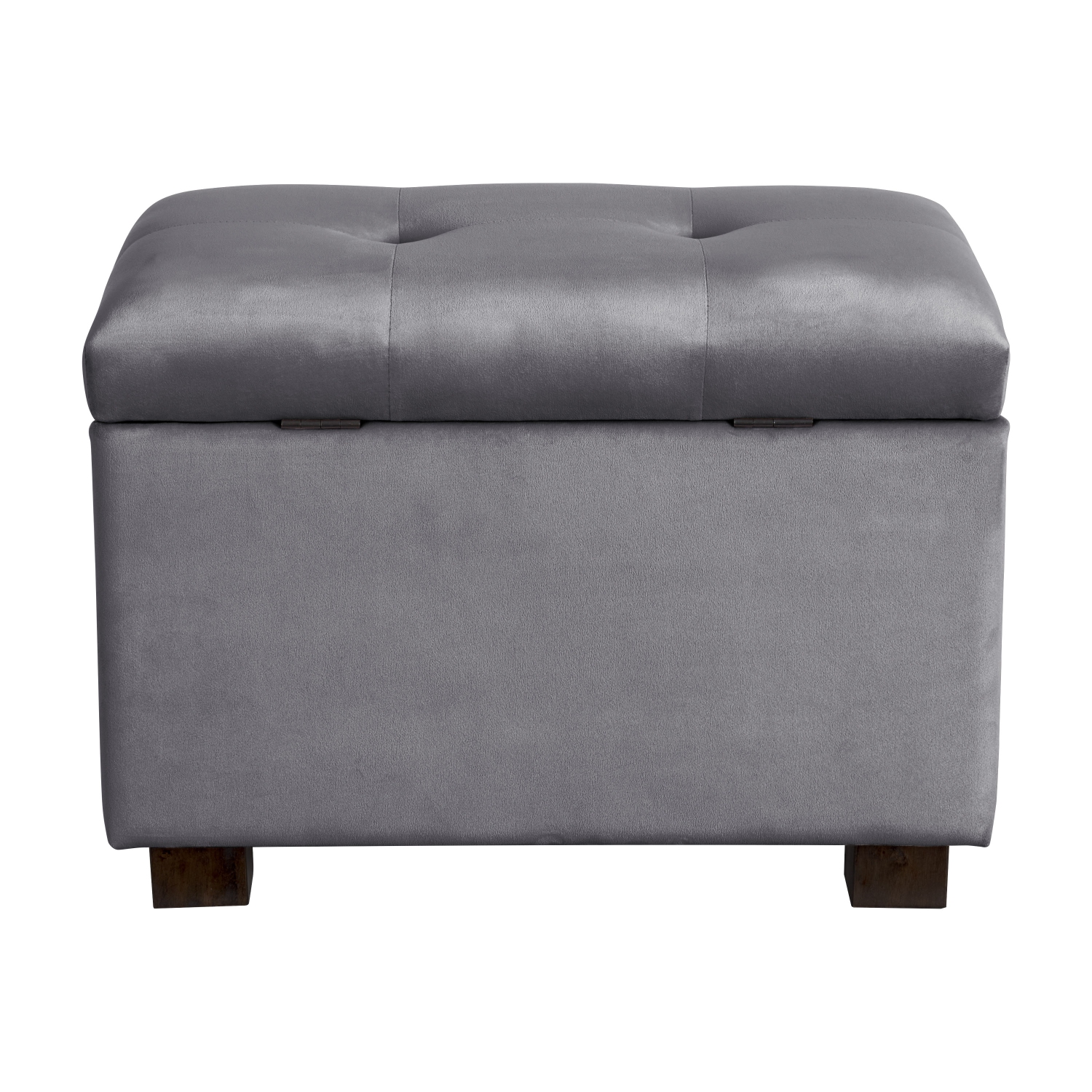 Banc pouf de rangement en velours de Corliving, petit pouf de rangement, repose-pieds, pouf pour petits espaces, pour salon, gris