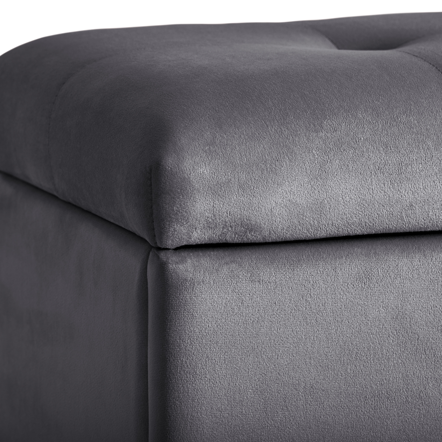 Banc pouf de rangement en velours de Corliving, petit pouf de rangement, repose-pieds, pouf pour petits espaces, pour salon, gris