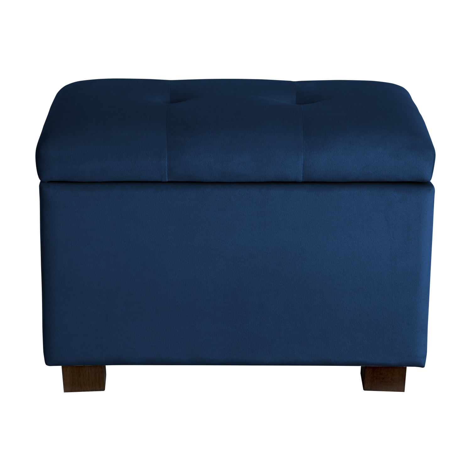 Banc pouf de rangement en velours de Corliving, petit pouf de rangement, repose-pieds, pouf pour petits espaces, pour salon, bleu marine