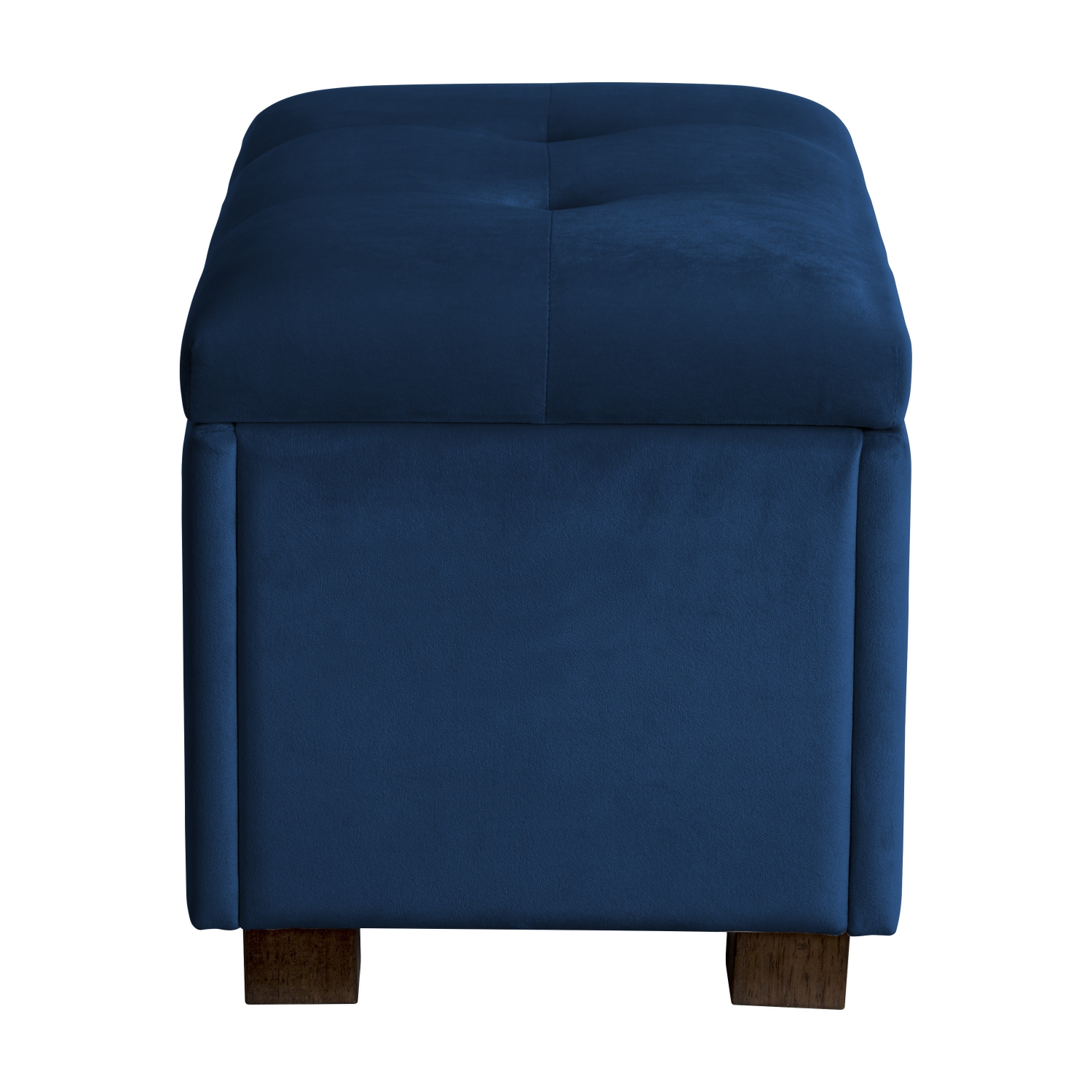 Banc pouf de rangement en velours de Corliving, petit pouf de rangement, repose-pieds, pouf pour petits espaces, pour salon, bleu marine