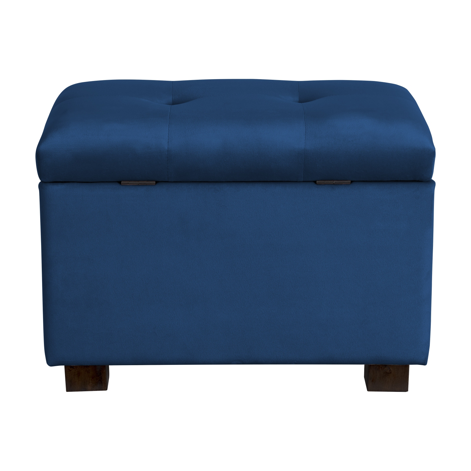 Banc pouf de rangement en velours de Corliving, petit pouf de rangement, repose-pieds, pouf pour petits espaces, pour salon, bleu marine