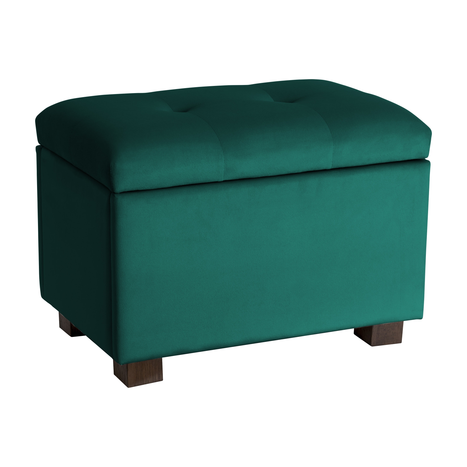 Corliving Velvet Storage Ottoman Bench, Small Storage Ottoman, Foot Rest Ottoman, Ottoman for Small Spaces, for Living Room, Green
