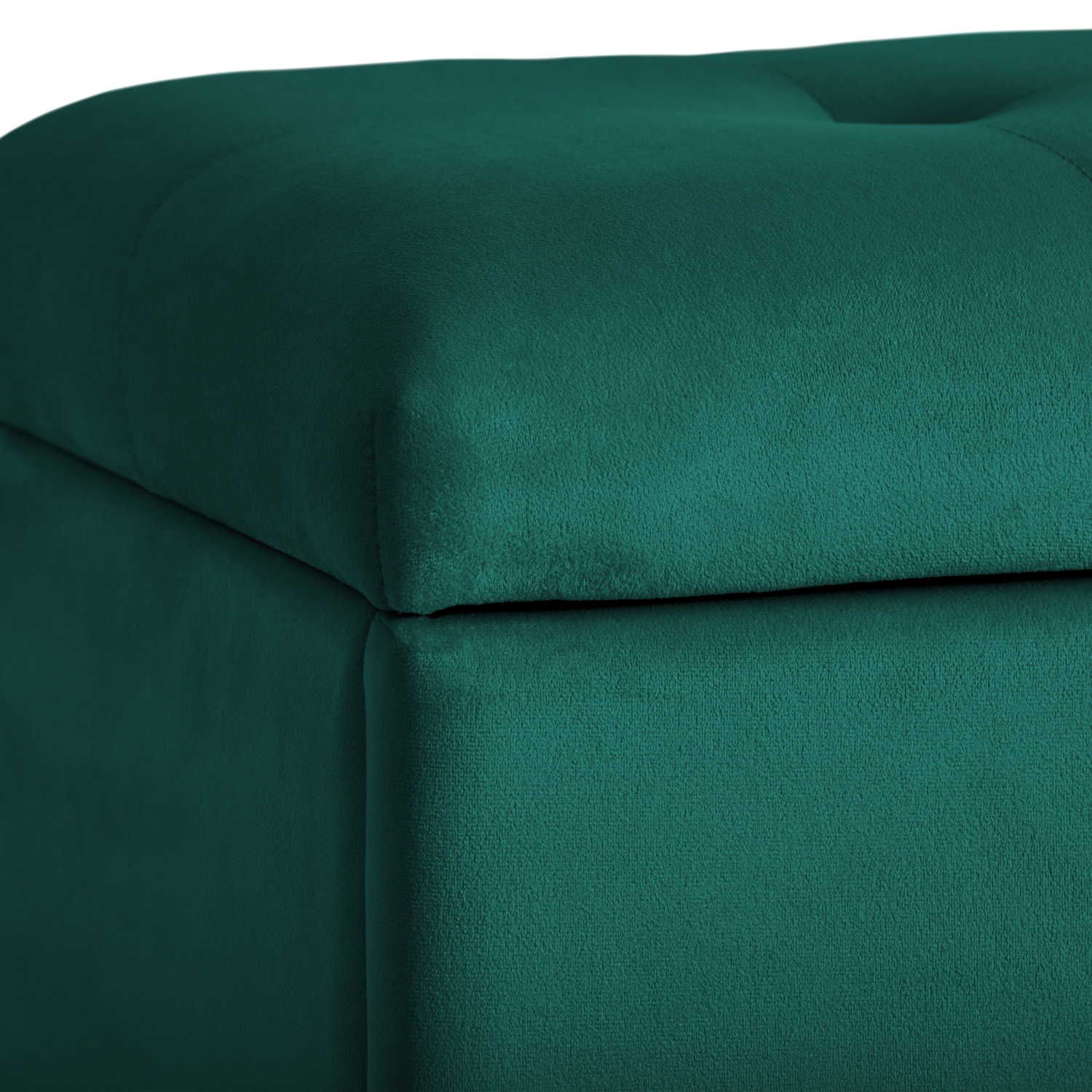 Corliving Velvet Storage Ottoman Bench, Small Storage Ottoman, Foot Rest Ottoman, Ottoman for Small Spaces, for Living Room, Green