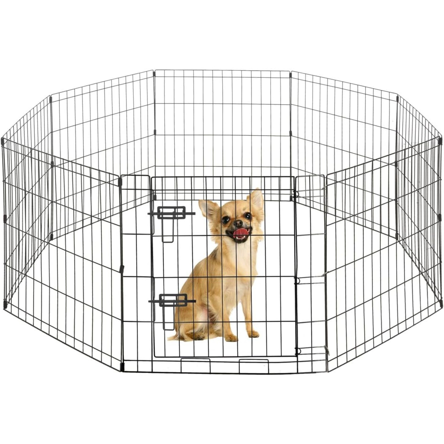 CAPHAUS Foldable Outdoor/Indoor Pet Playpen with Gate, Available in 24 Inch Height Metal Portable Kennel, Heavy-Duty Exercise Fence Cage 8 Panels for