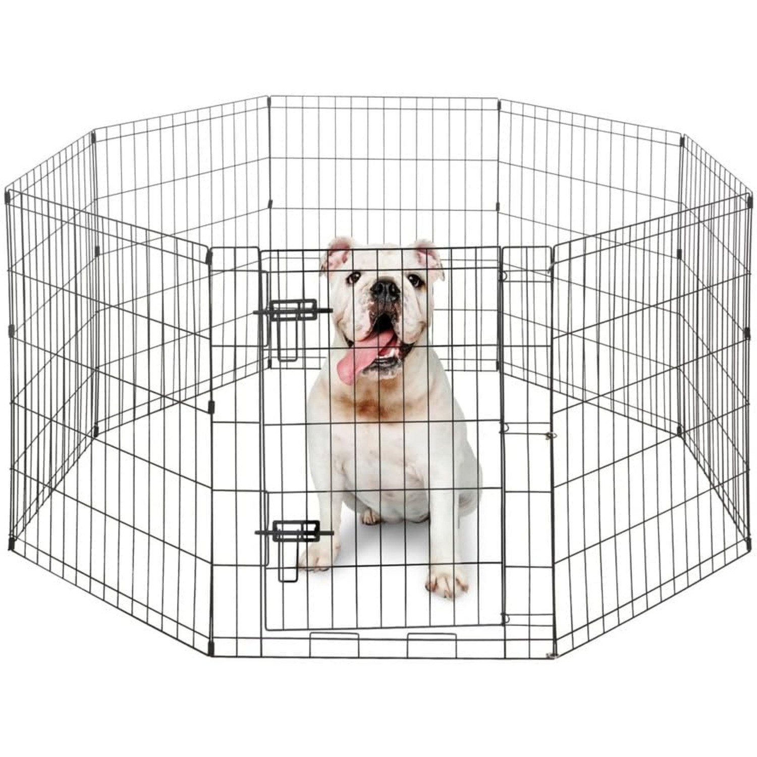 CAPHAUS Foldable Outdoor/Indoor Pet Playpen with Gate, Available in 30 Inch Height Metal Portable Kennel, Heavy-Duty Exercise Fence Cage 8 Panels for