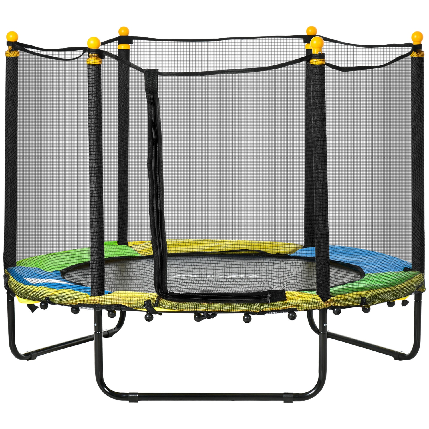Qaba – Trampoline de 55&nbsp;po pour enfants, 44,5&nbsp;po trampoline intérieur extérieur pour tout-petit avec filet de sécurité, bébé jeux