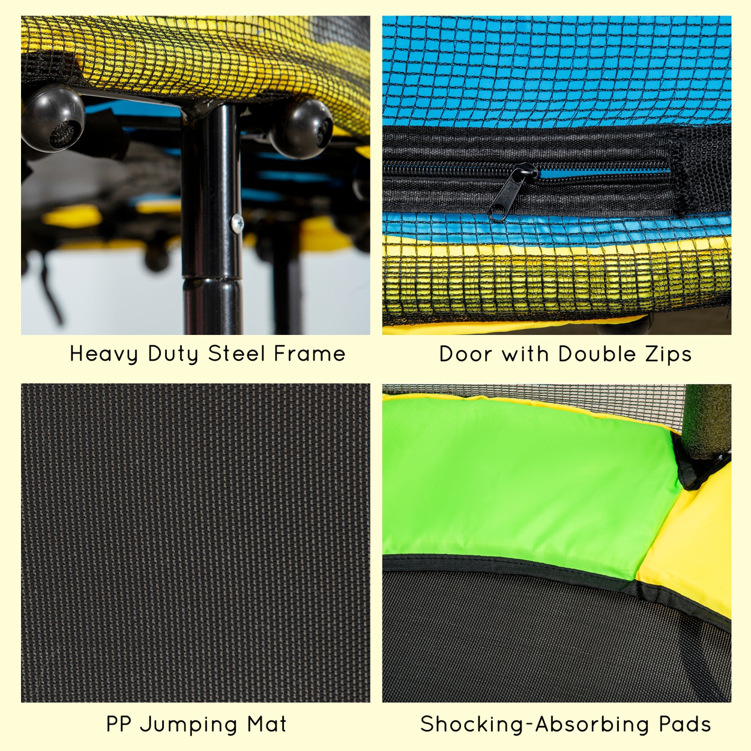 Qaba – Trampoline de 55&nbsp;po pour enfants, 44,5&nbsp;po trampoline intérieur extérieur pour tout-petit avec filet de sécurité, bébé jeux