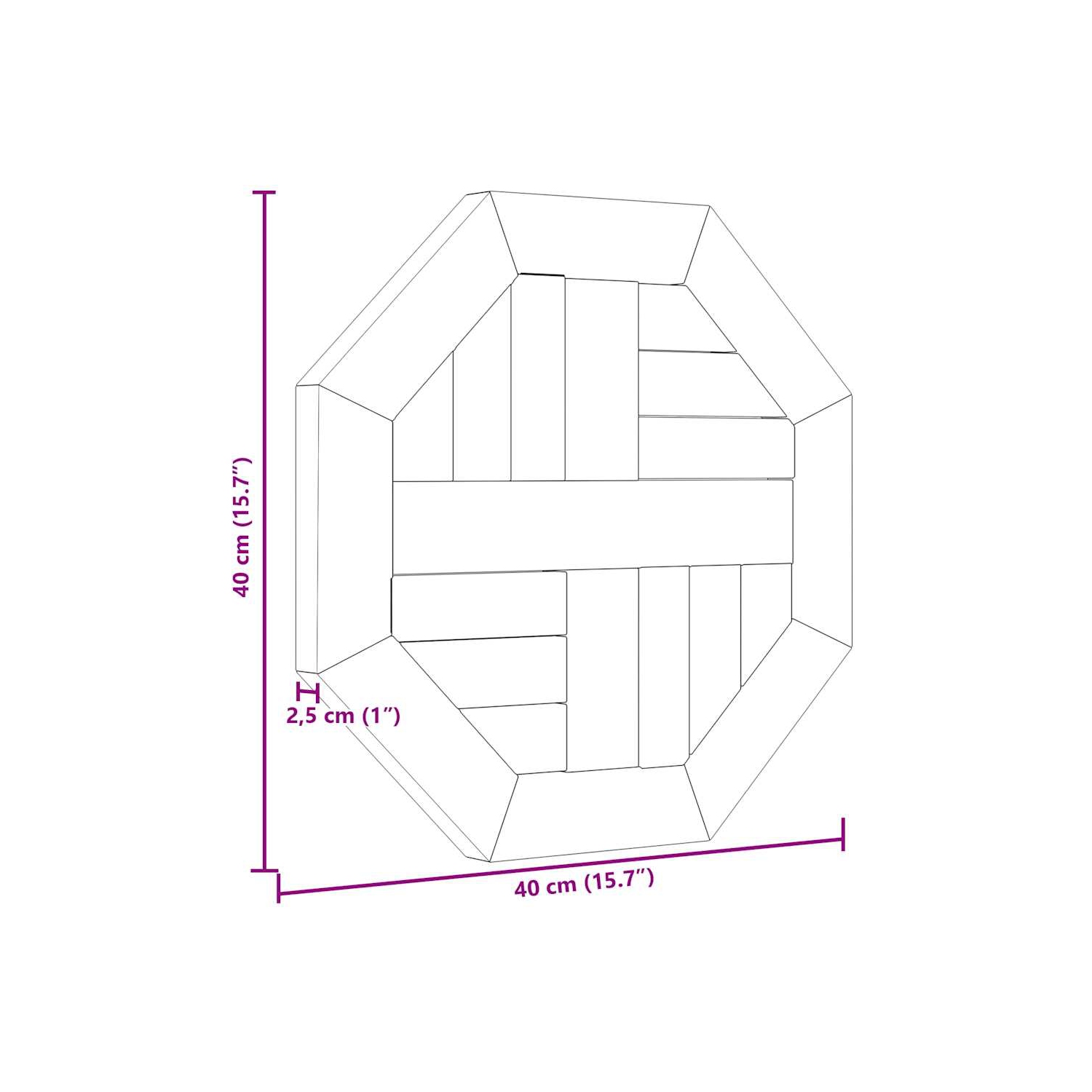 Surface de table vidaXL 40x40x2.5&nbsp;cm en teck massif octogonal
