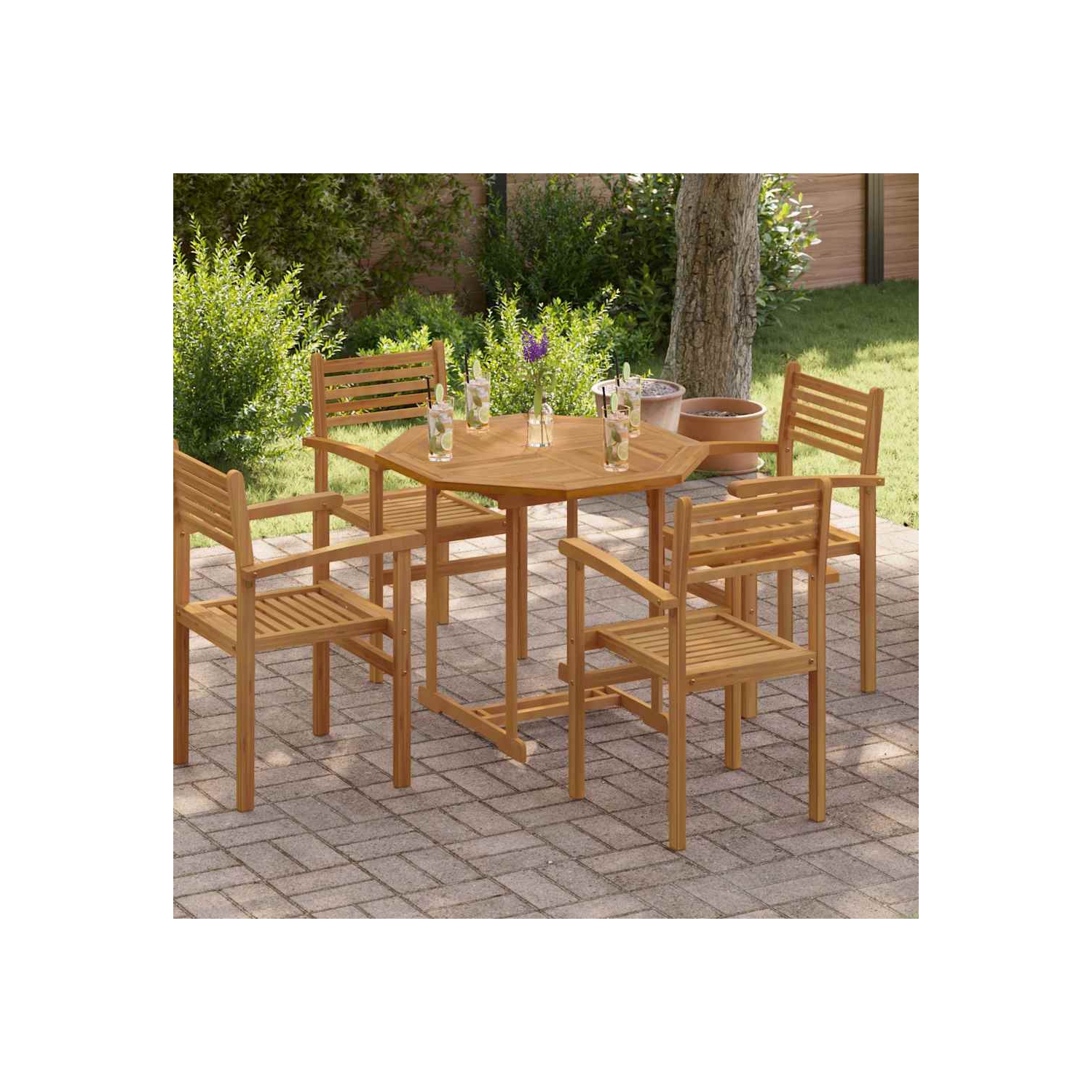 Surface de table vidaXL 90x90x2.5&nbsp;cm Teck de bois massif octogonal