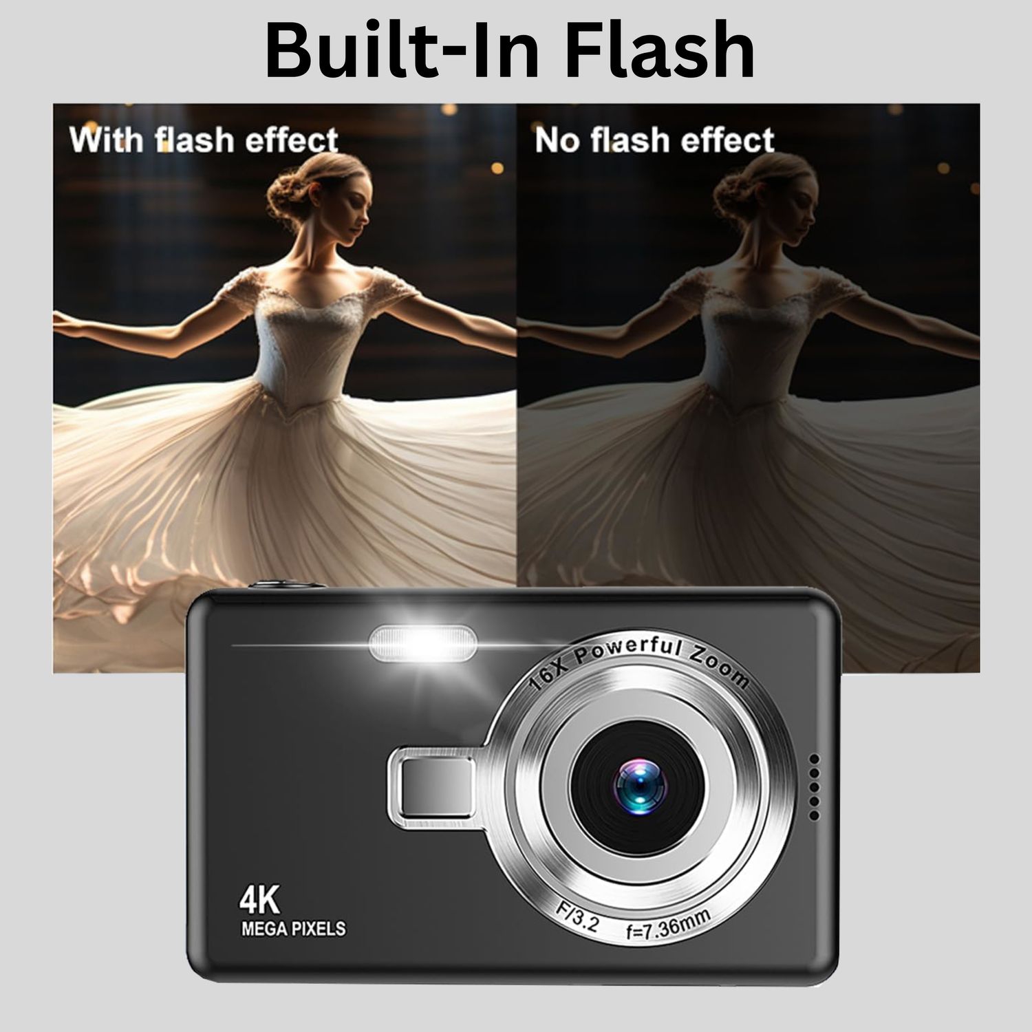 MAKATA Kid's 4K Digital Camera and Video Recorder 48MP 16X Zoom 1080P HD Vlogging Point and Shoot Camera 32GB Memory Card, Gift for Kids, Teens,