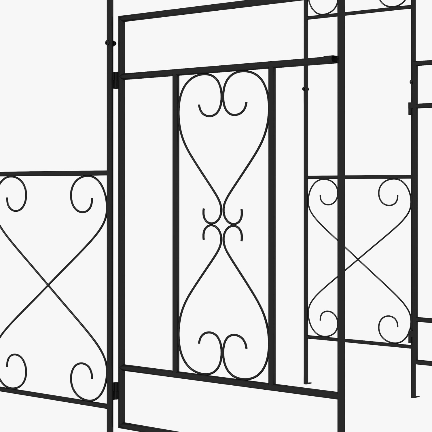 Outsunny 7.6FT Metal Garden Arch with Gate, Garden Arbor Trellis for Climbing Plants, Roses, Vines, Wedding Arch for Outdoor Garden, Lawn, Backyard,