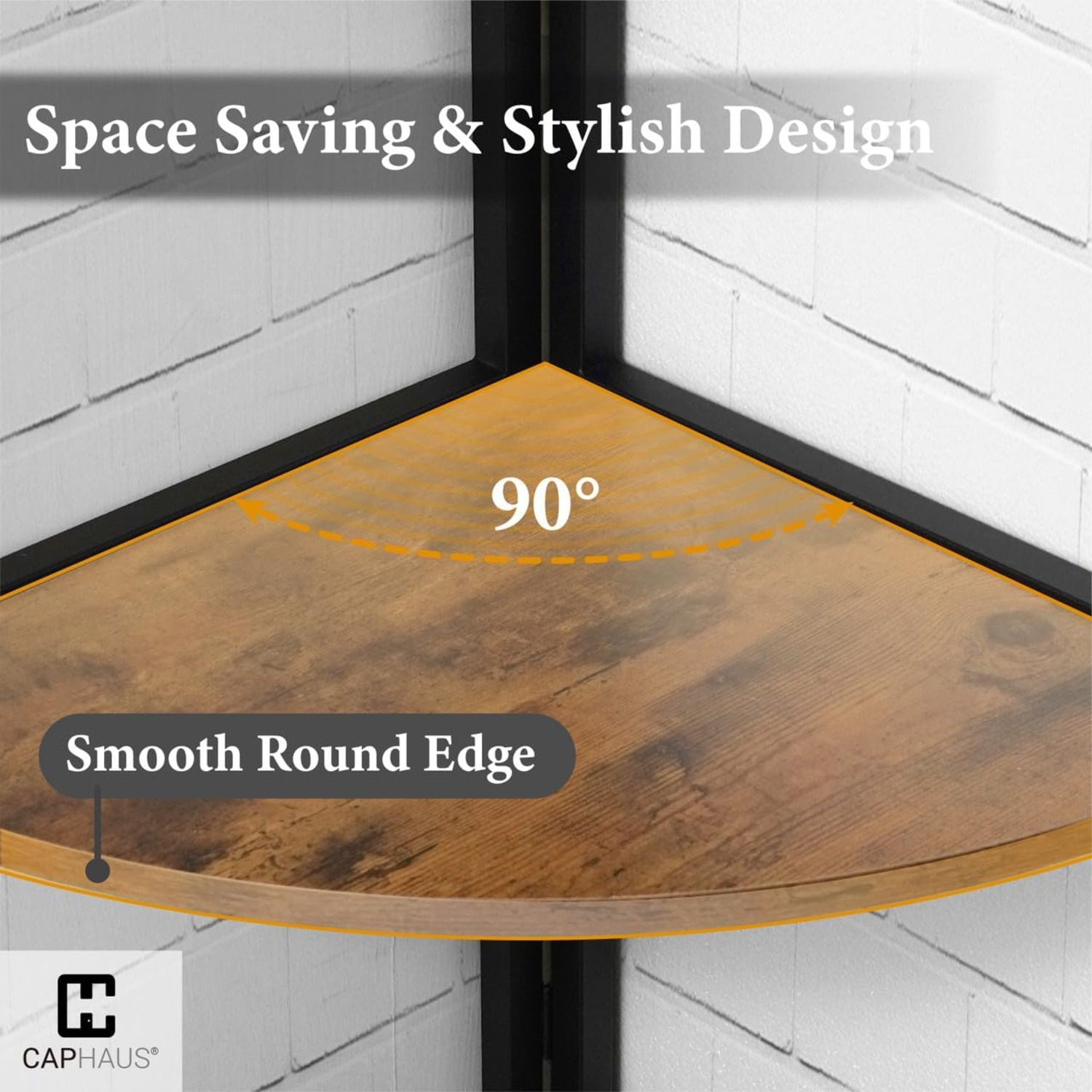 CAPHAUS – Grand meuble en coin, tablettes de présentation à 6 niveaux, étagère en coin en bois en échelle avec cadre en métal, étagère polyvalente