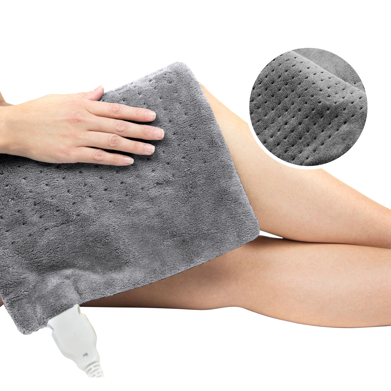 PureRelief Deluxe Plush Heating Pad - Grey