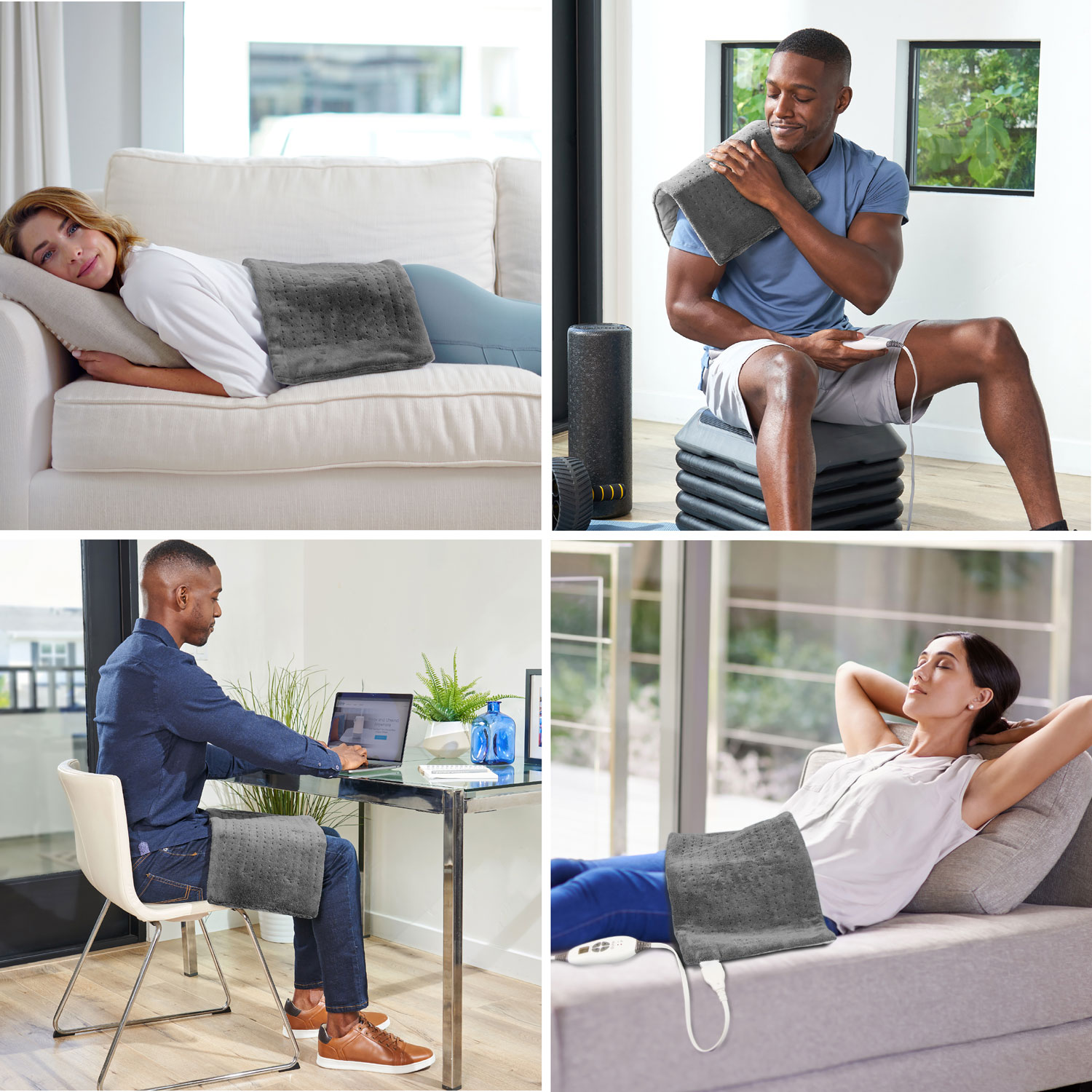 PureRelief Deluxe Plush Heating Pad - Grey