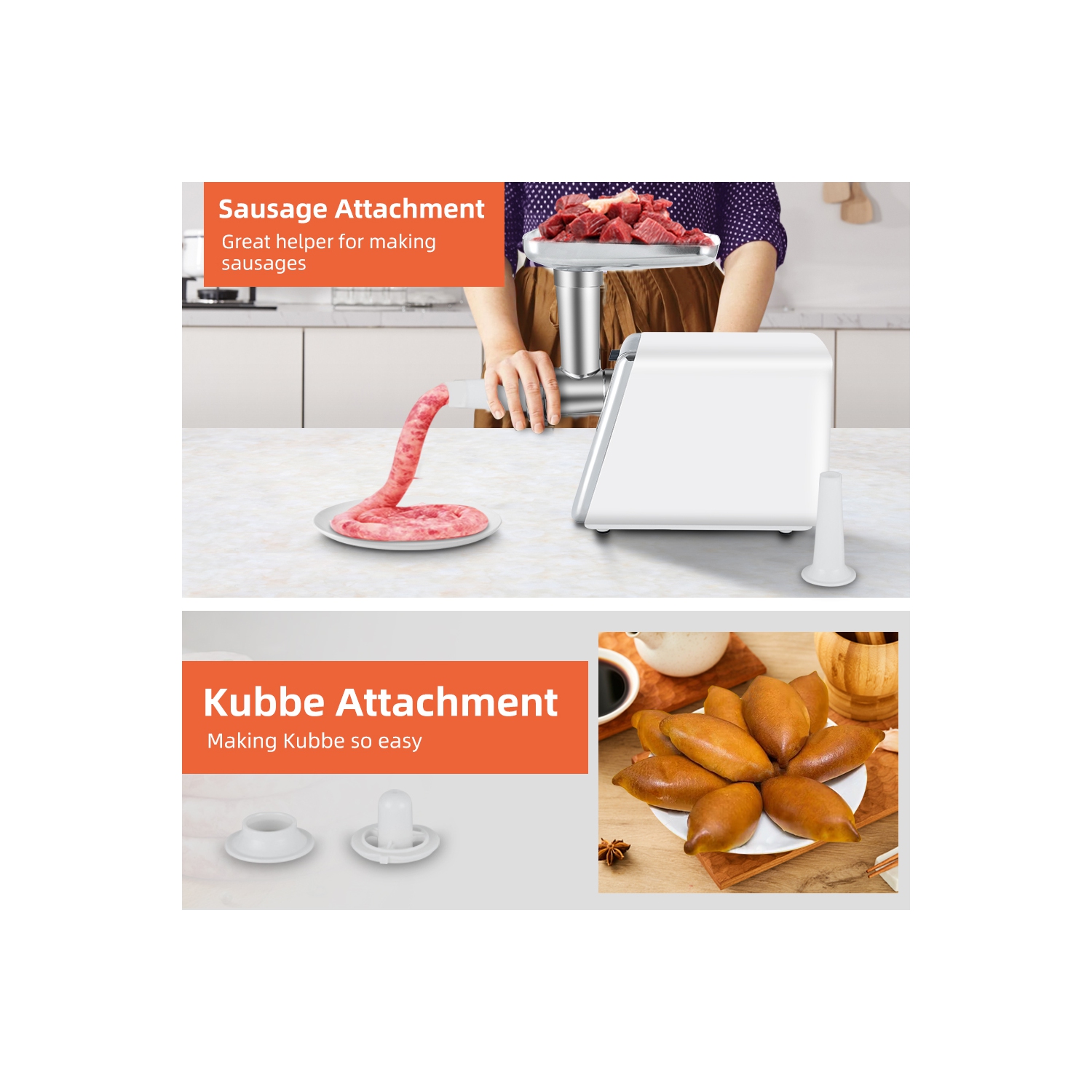 axGear Electric Meat Grinder Sausage Maker Stuffer Beef Pork Stainless Food Mincer