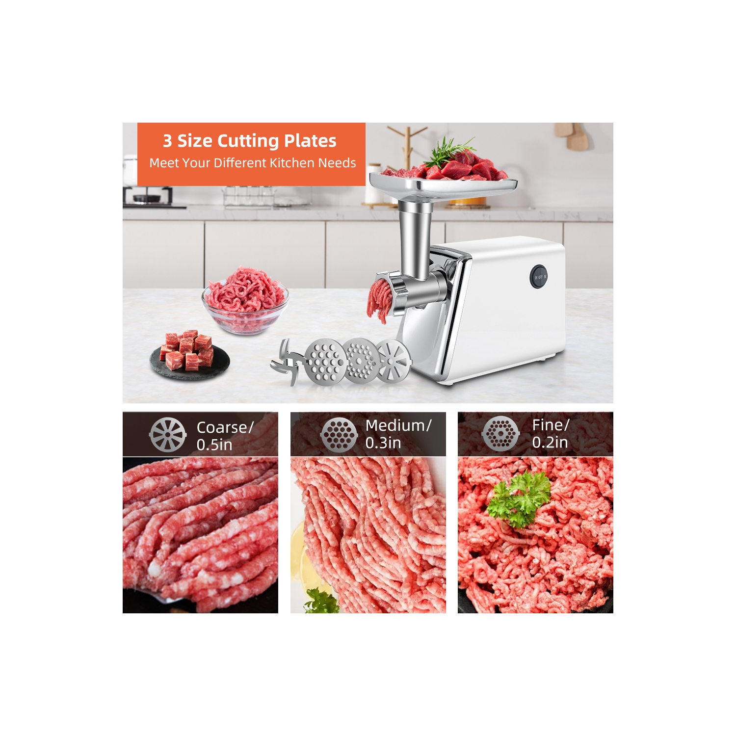 axGear Electric Meat Grinder Sausage Maker Stuffer Beef Pork Stainless Food Mincer