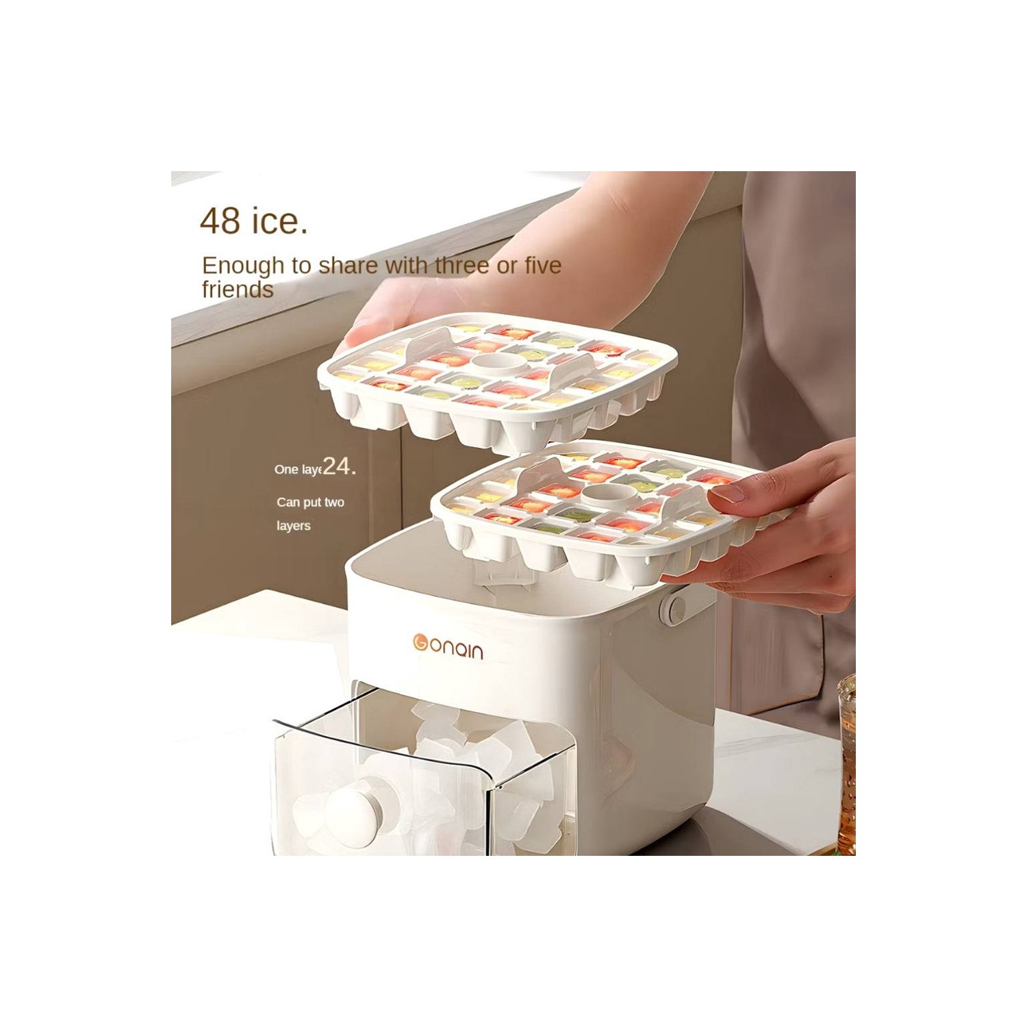 Bac de rangement portatif avec couvercle Ice Cube d'AxGear