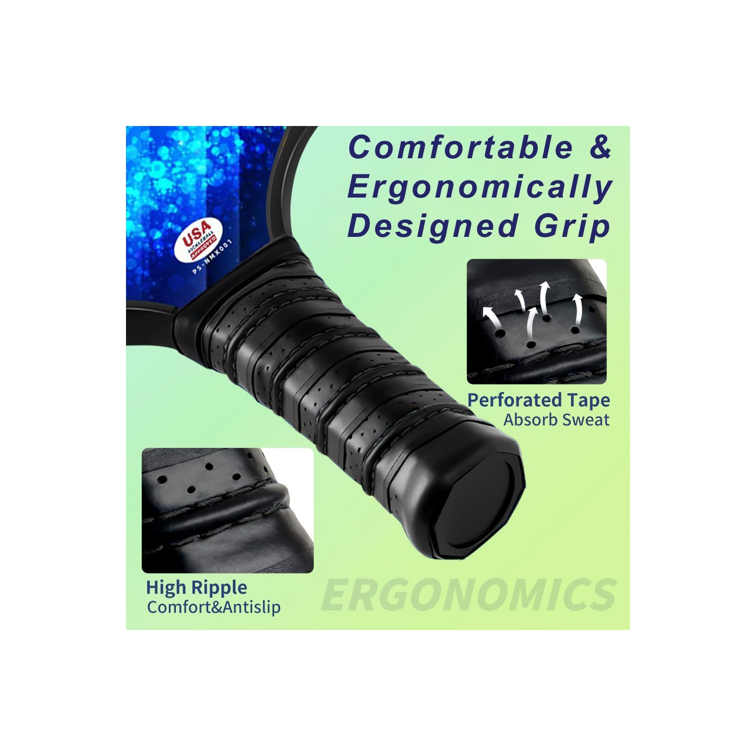 Ensemble de raquettes en fibre de verre de pickleball d'AxGear approuvé par l'USAPA