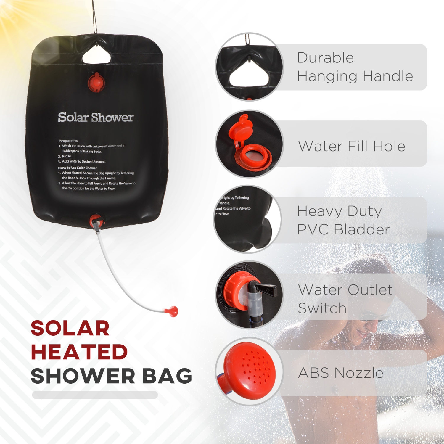 Outsunny Pop Up Shower Tent for Camping with 2 Rooms, Outdoor Portable Changing Tent Privacy Enclosure with Shower Bag, Hook, Floor and Carrying Bag,