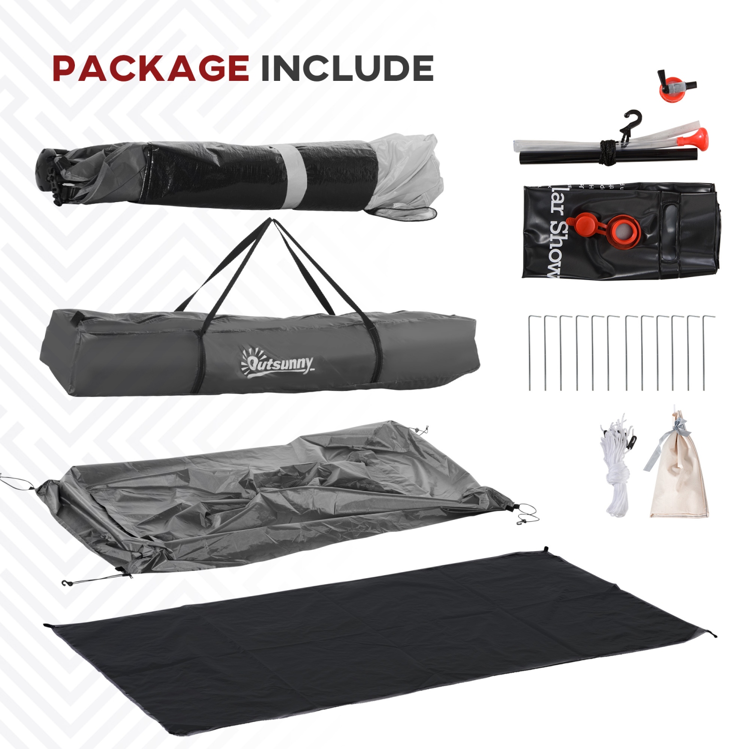 Outsunny Pop Up Shower Tent for Camping with 2 Rooms, Outdoor Portable Changing Tent Privacy Enclosure with Shower Bag, Hook, Floor and Carrying Bag,