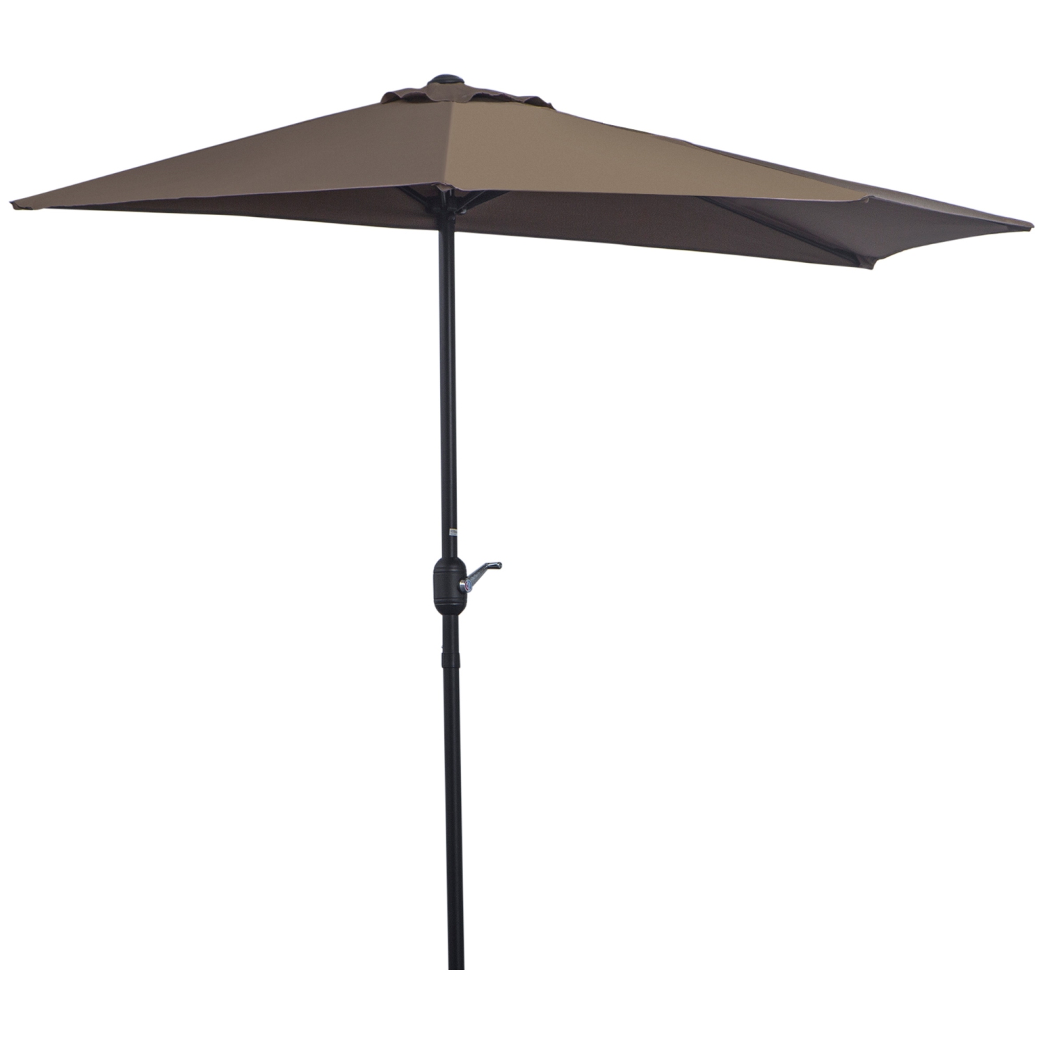 Outsunny 9&nbsp;pi – Parasol de patio en demi-lune, parasol/table de patio extérieur à mécanisme à manivelle, 5 tiges, café