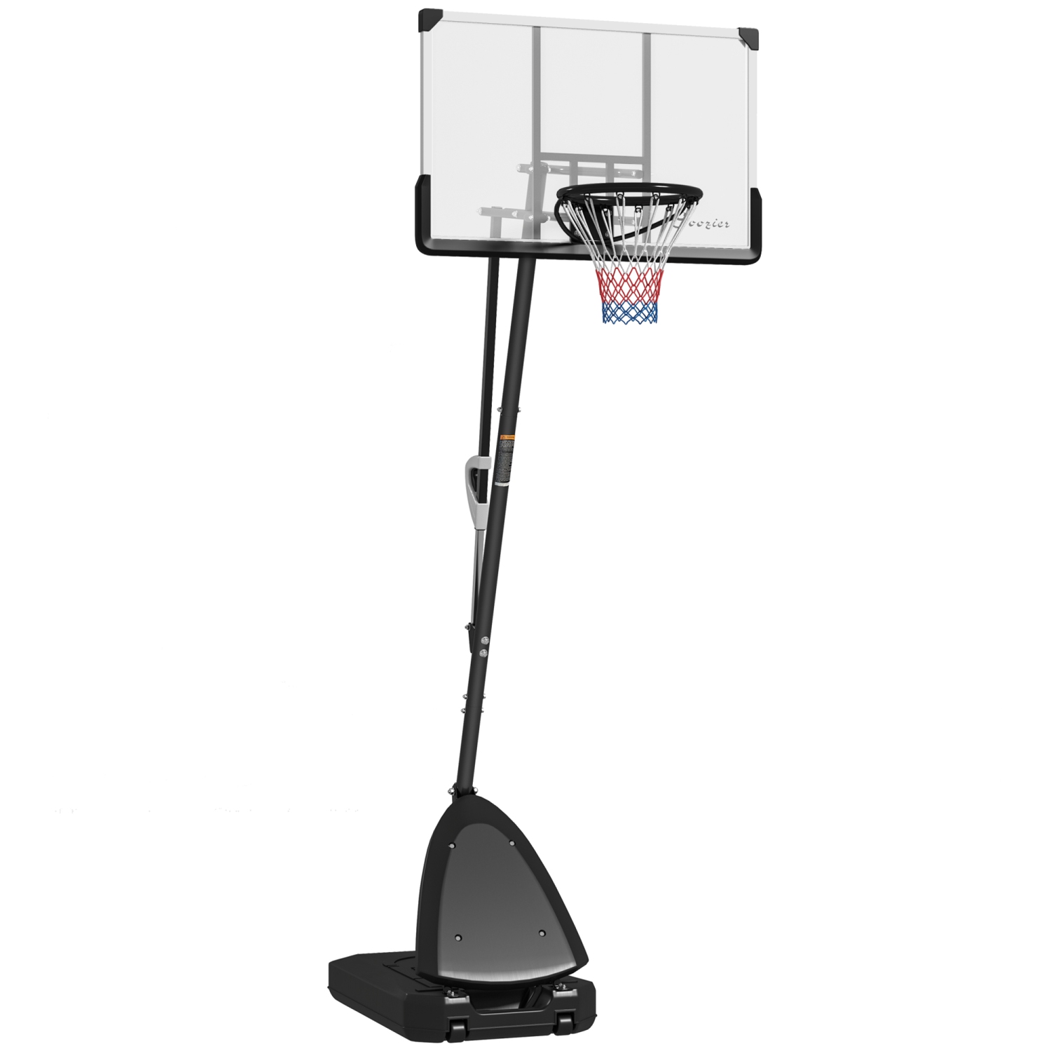 Soozier Portable Basketball Hoop Outdoor, 4.9-10ft Adjustable Basketball Goal with 44" Shatterproof Backboard, Rebound System, Wheels and Fillable