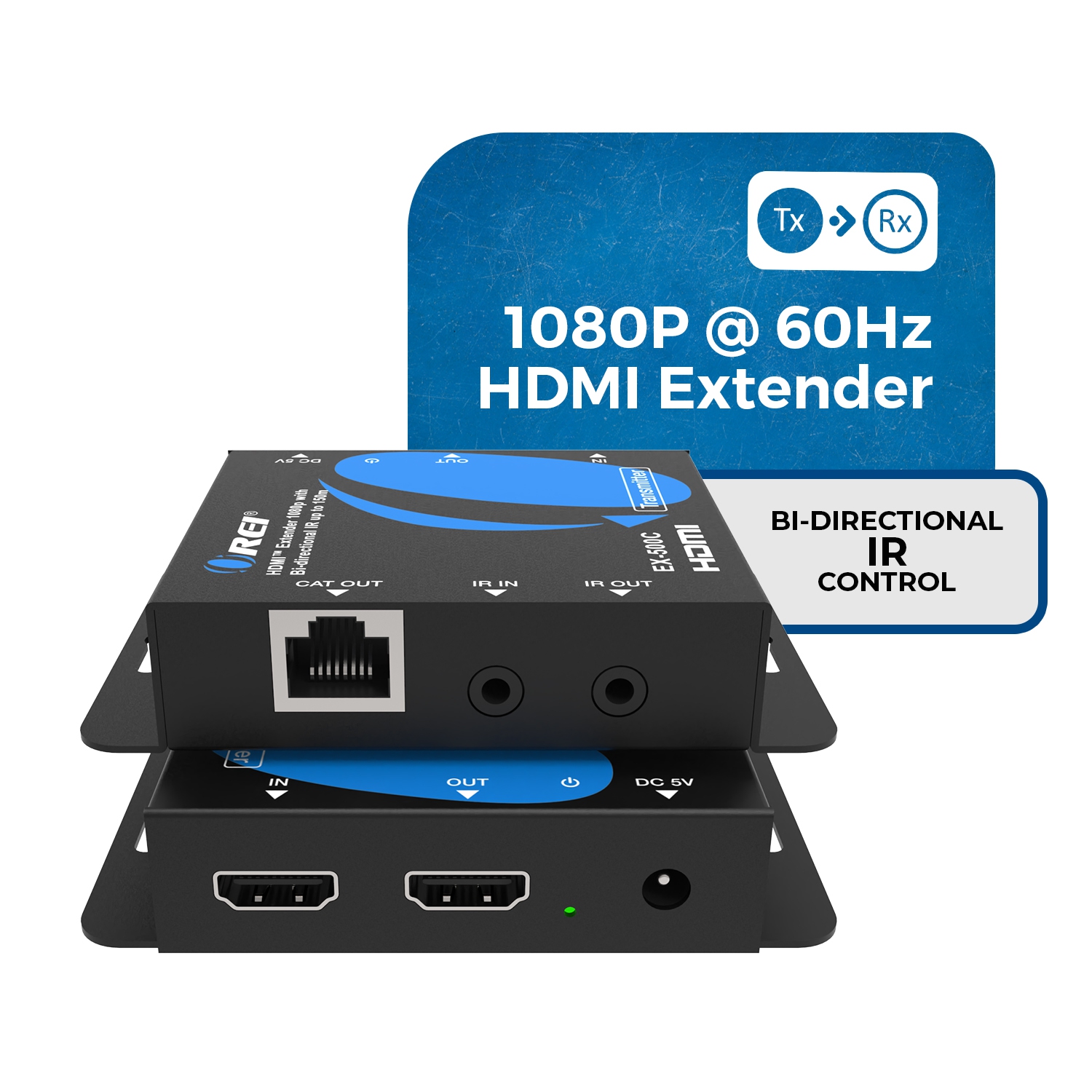 Prolongateur HDMI 1080p avec IR bidirectionnel jusqu'à 150&nbsp;m d'OREI