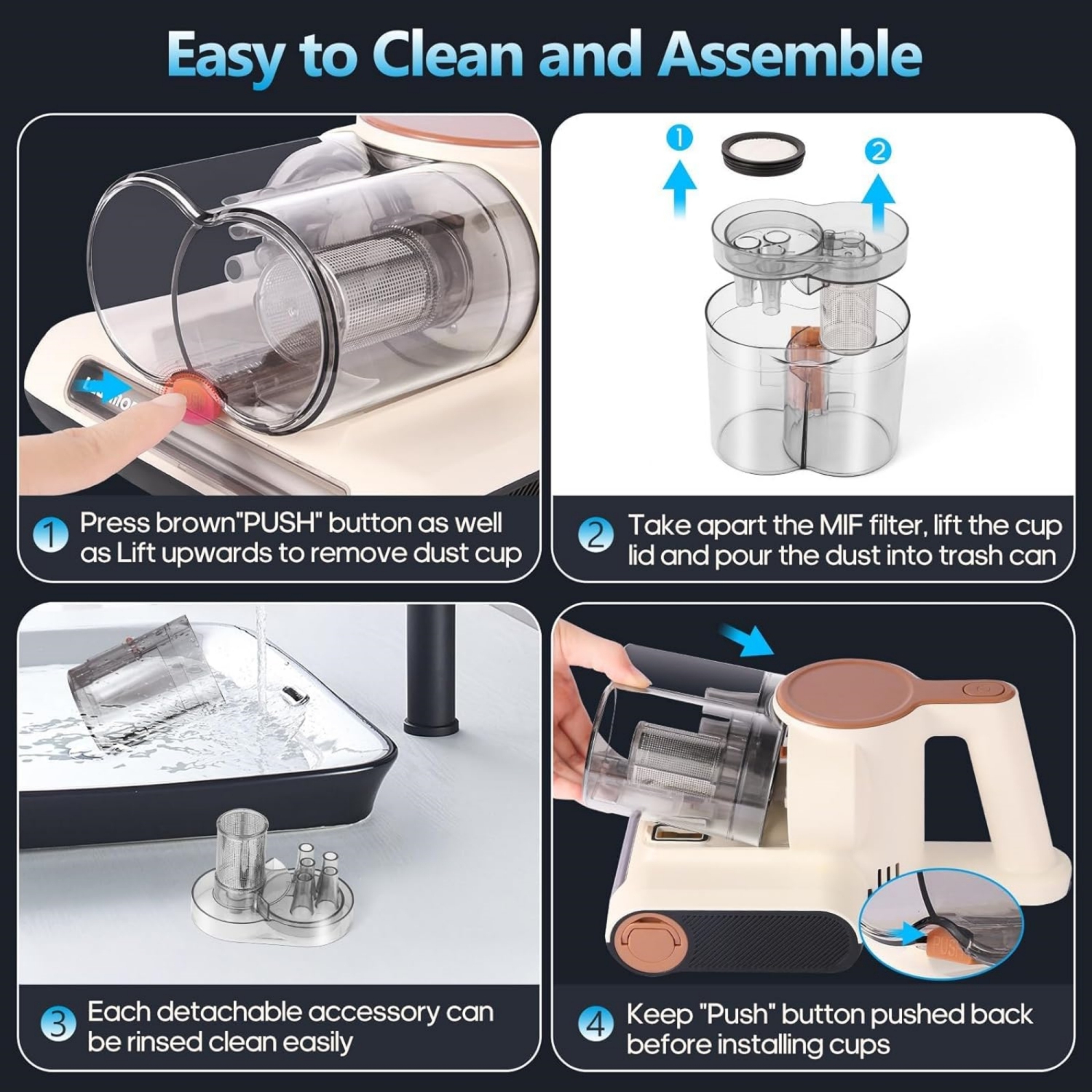 Mattress Vacuum Cleaner, Couch Vacuum with 16Kpa Suction & 40000rpm Brush Roll & Heating Tech, 4 in 1 Handheld Vacuums for Dust and Pet Hair Removal,