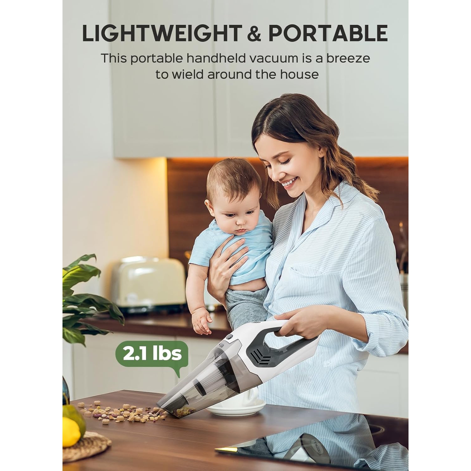 Cordless Handheld Vacuum Cleaner, 9000PA Powerful Suction Rechargeable Hand Vacuum, HEPA Filter with Quick Charge Tech, for Home Car Carpet Stairs