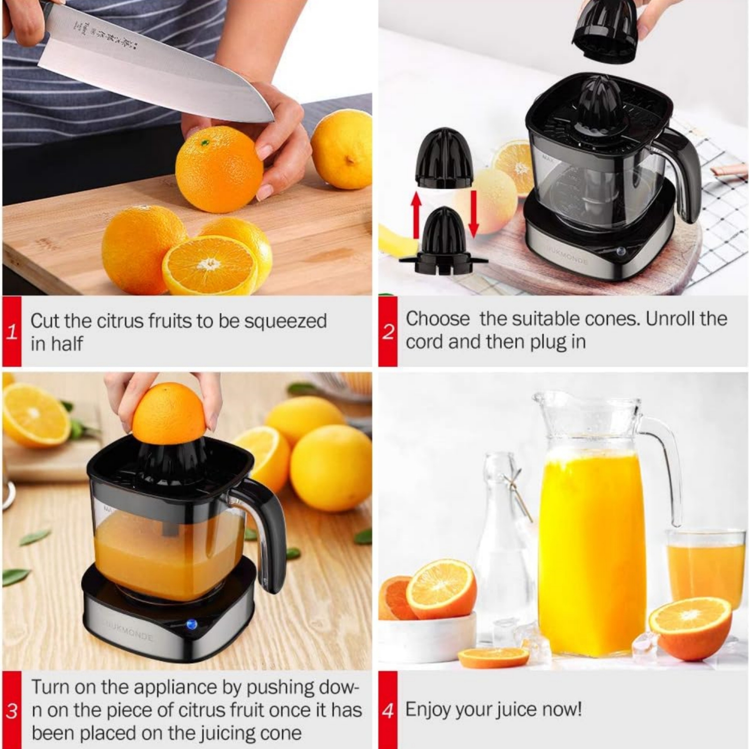 Electric Citrus Juicer 1.2L Large Volume, Orange Juicer with Powerful Motor and LED Working Lamp, Electric Lemon Squeezer for Orange Lemon Lime