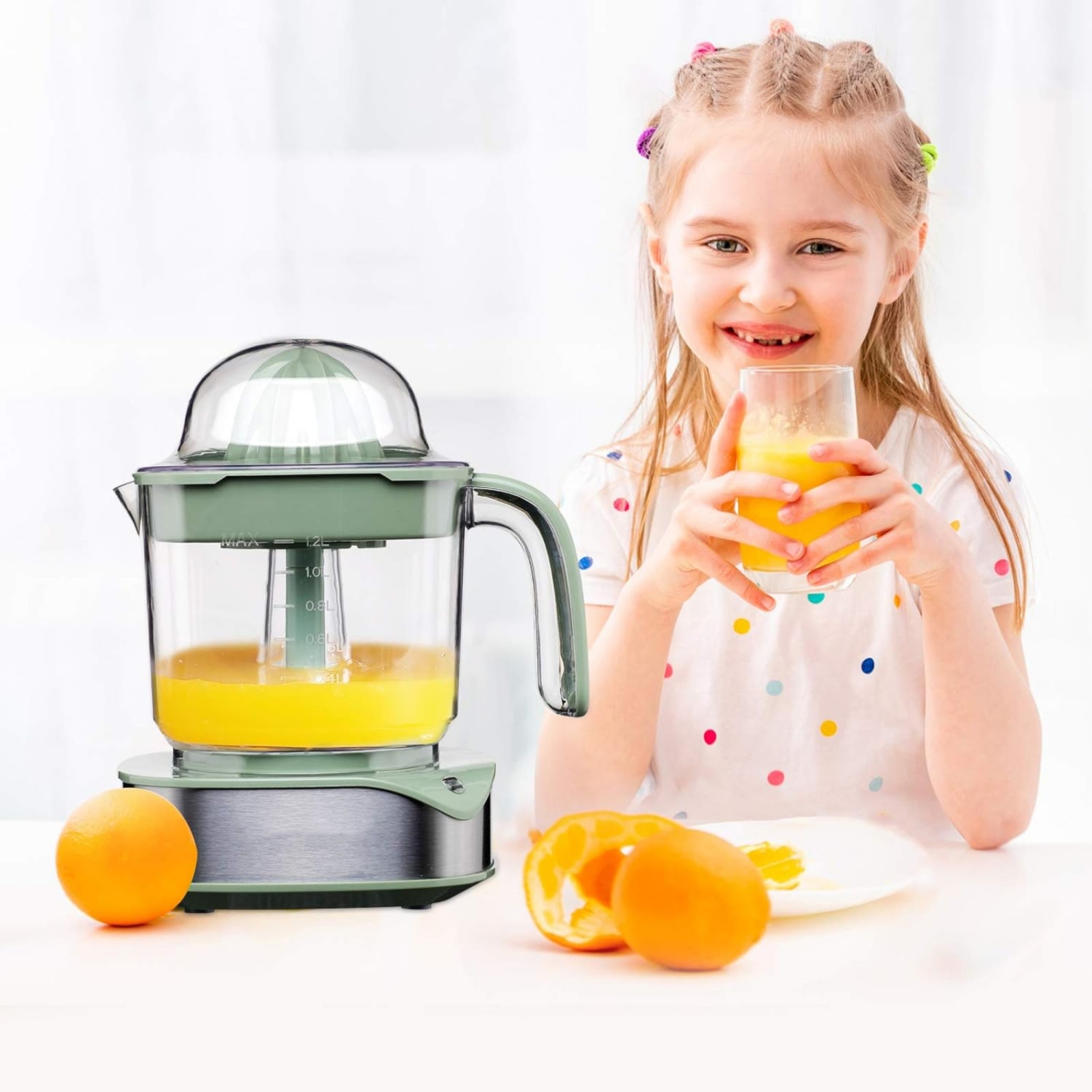 Electric Citrus Juicer 1.2L Large Volume, Orange Juicer with Powerful Motor and LED Working Lamp, Electric Lemon Squeezer for Orange Lemon Lime