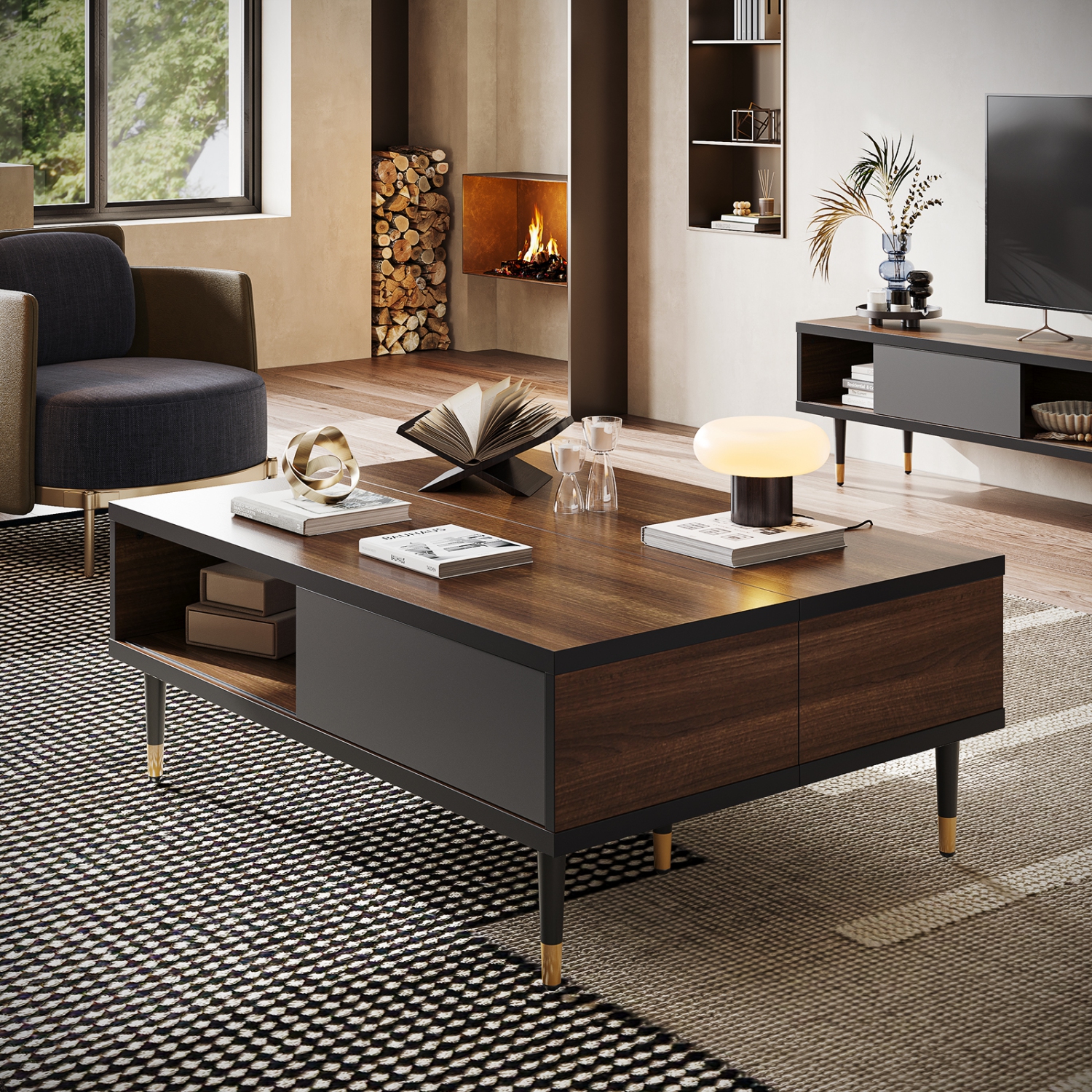 Bestier 80" Media Console, Mid Century Modern TV Stand for 85 inch tv, Entertainment Center with Storage