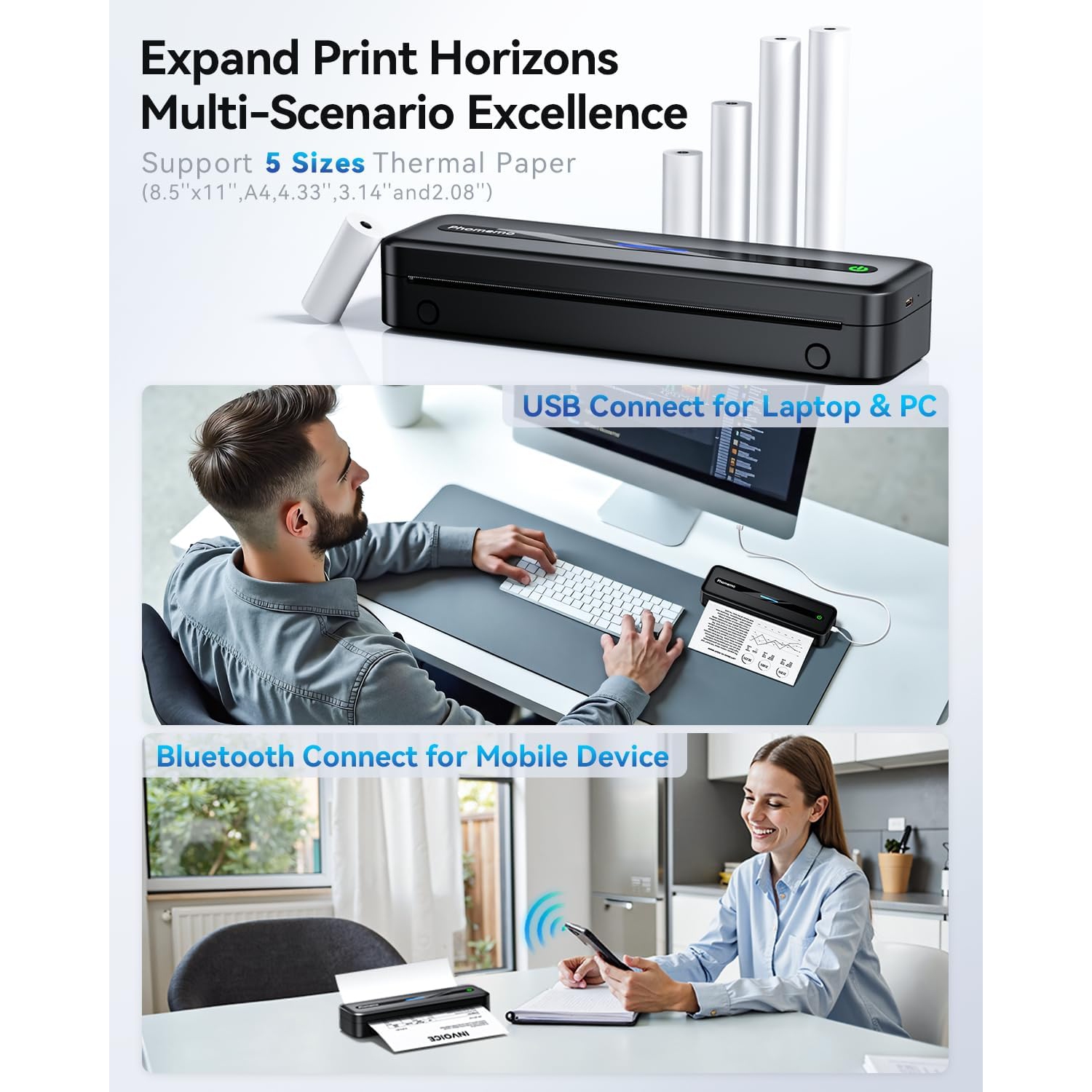 Phomemo M832 All-in-one Thermal Printer for A4 and letter size - with one roll paper inside