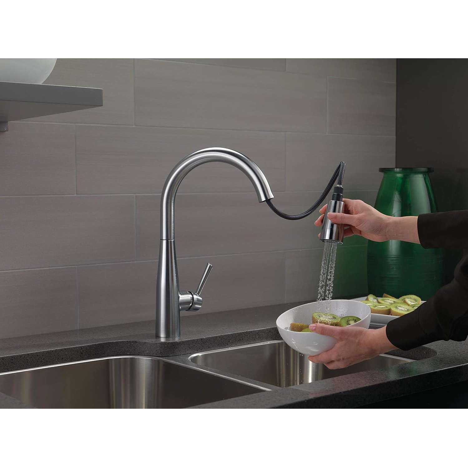 Delta Faucet Essa Brushed Nickel Kitchen Faucet with Pull Down Sprayer, Sink Faucet, Faucet
