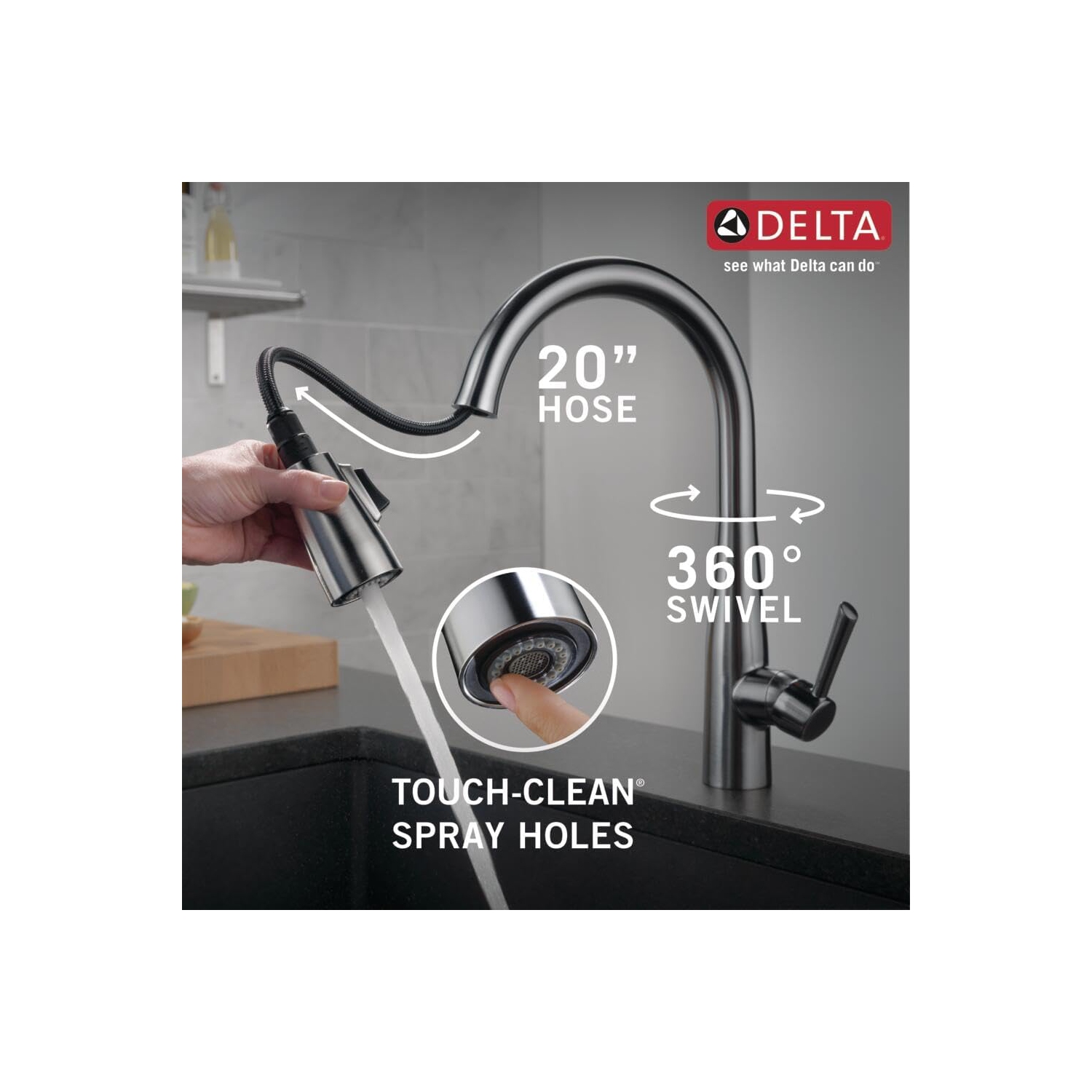 Delta Faucet Essa Brushed Nickel Kitchen Faucet with Pull Down Sprayer, Sink Faucet, Faucet