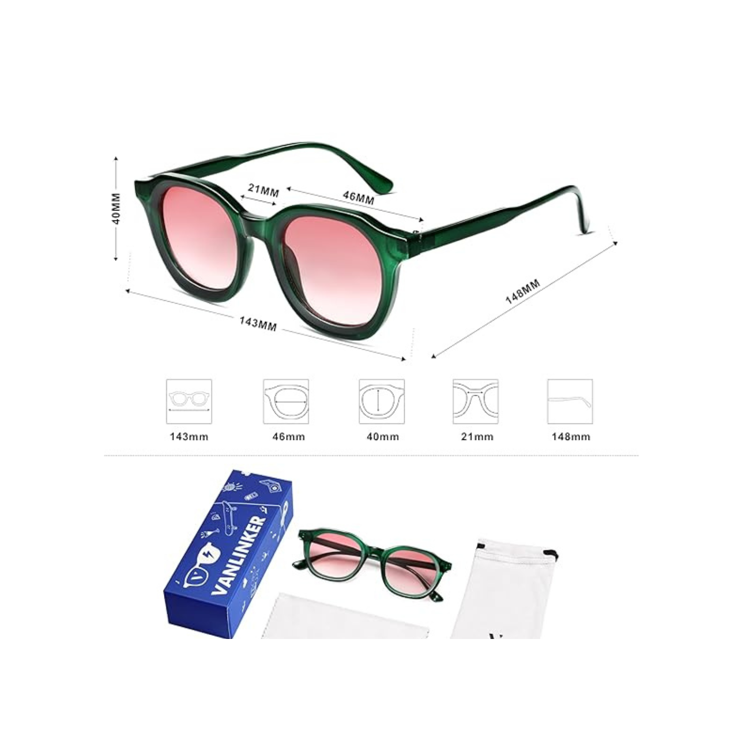 Retro Round Sunglasses for Men Women Vintage Circle Shades VL9829 46mm