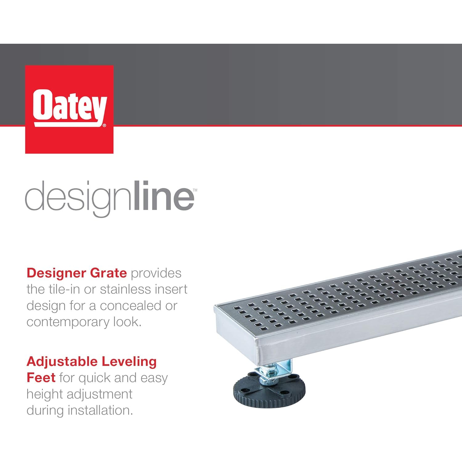 Designline 32 in. Linear Shower Drain Tile-in Grate in Stainless Steel