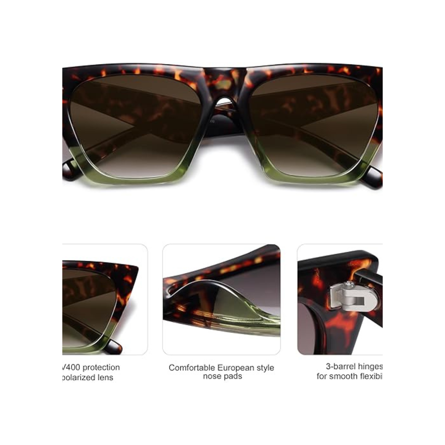Oversized Square Cateye Polarized Sunglasses for Women Men Big Trendy Sunnies SJ2115