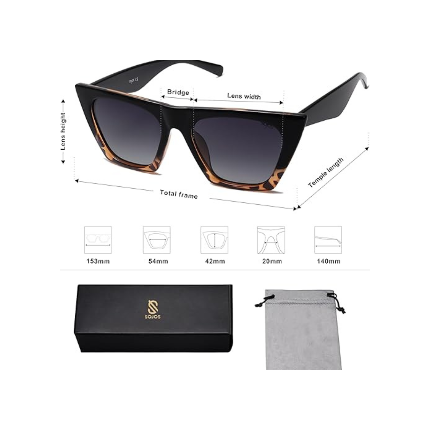 Oversized Square Cateye Polarized Sunglasses for Women Men Big Trendy Sunnies SJ2115