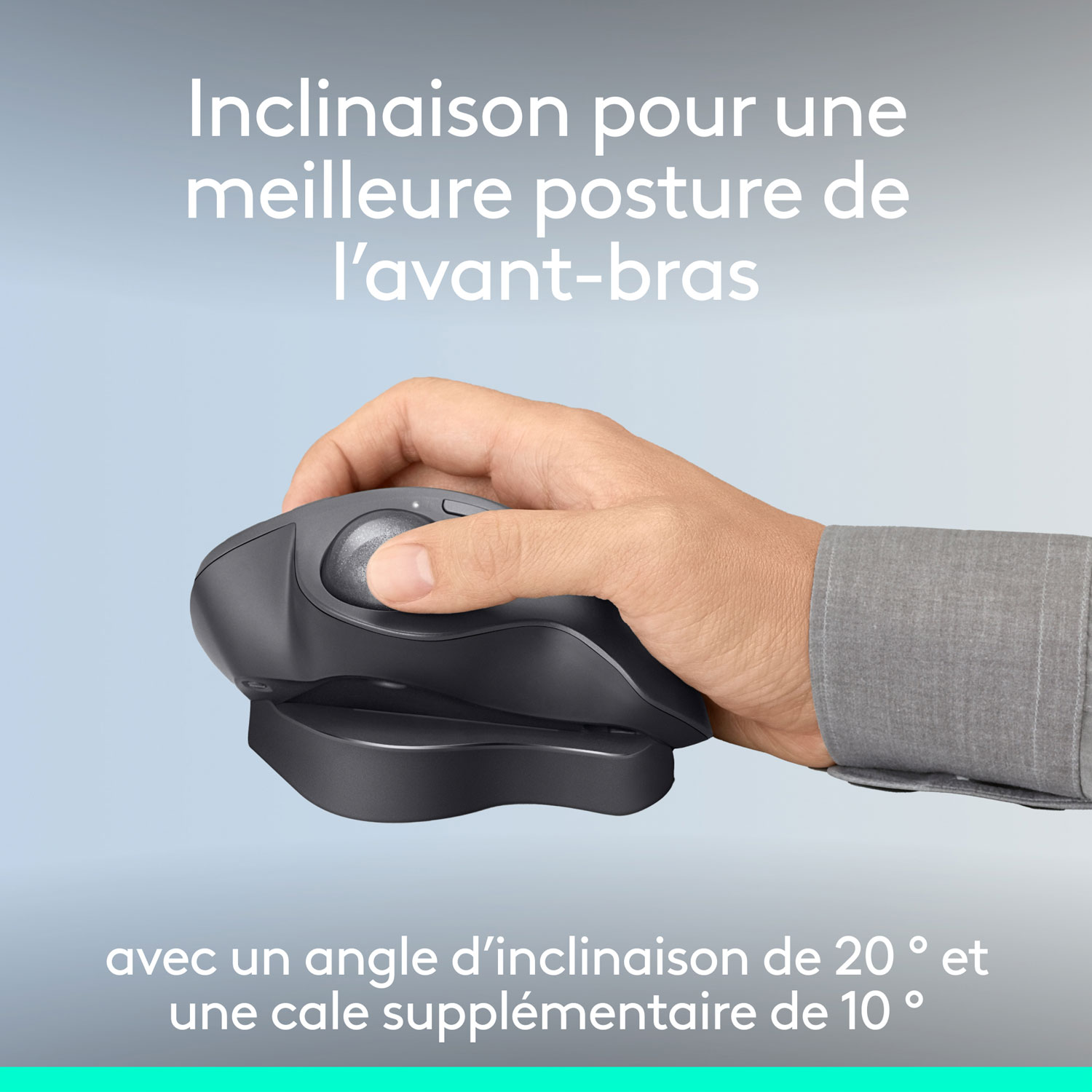 Souris ergonomique sans fil à boule de commande 2048 ppp MX Ergo S Plus Advanced de Logitech - Graphite