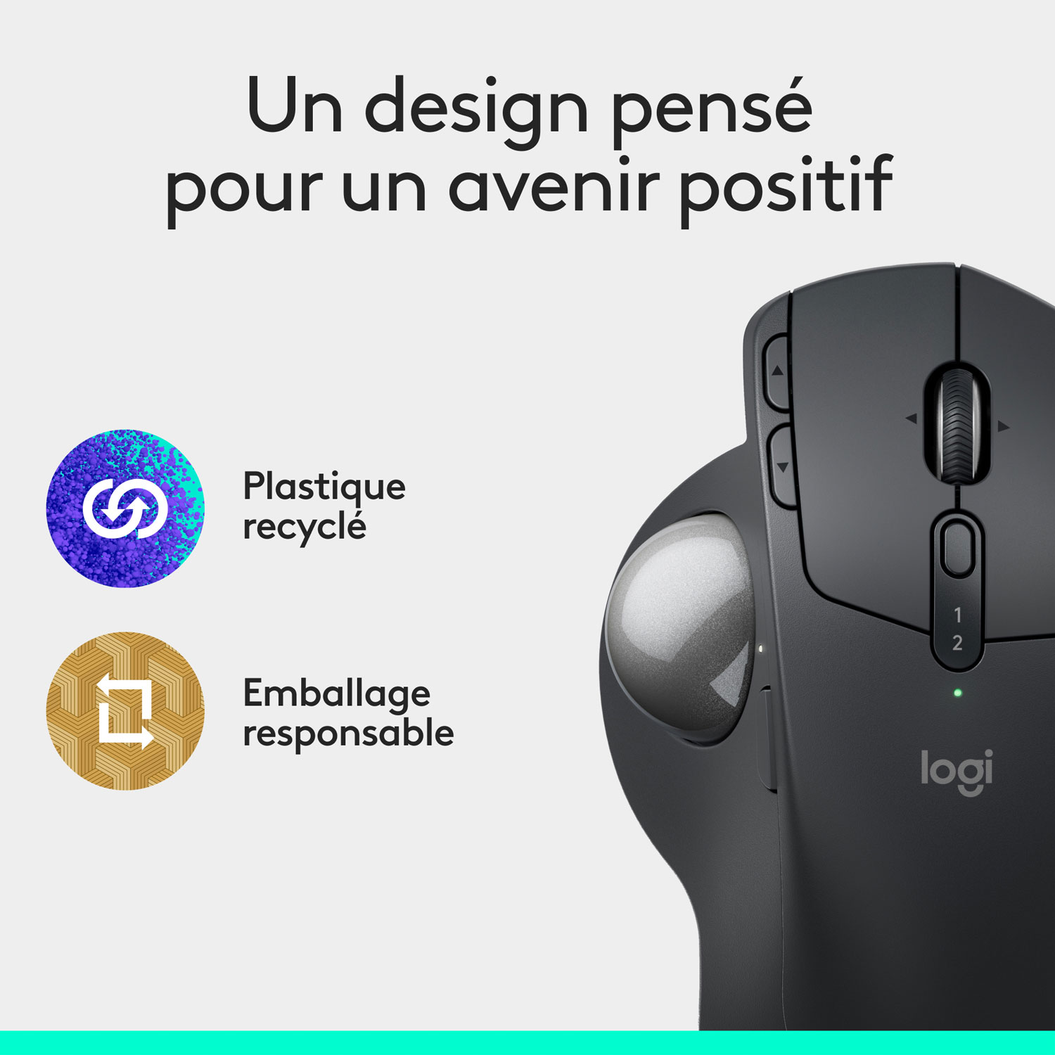 Souris ergonomique sans fil à boule de commande 2048 ppp MX Ergo S Plus Advanced de Logitech - Graphite