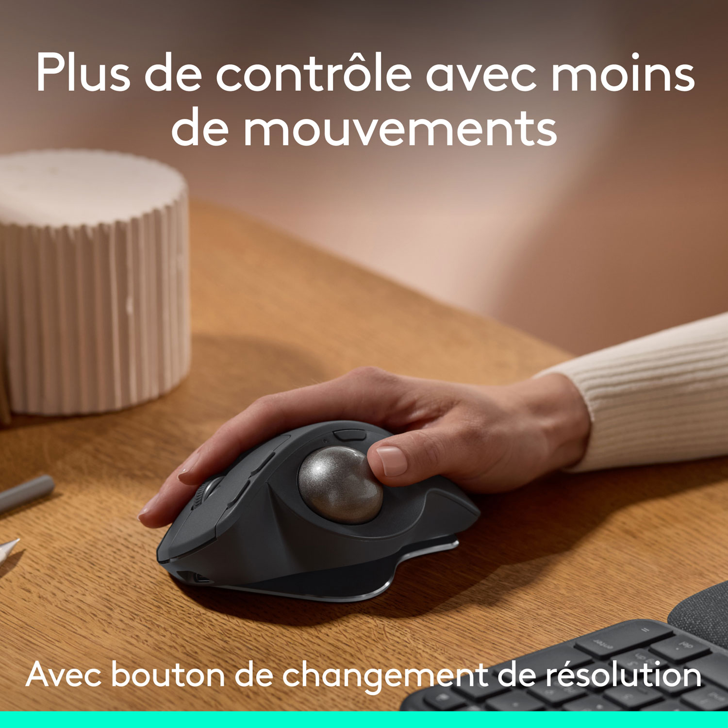 Souris ergonomique sans fil à boule de commande 2048 ppp MX Ergo S Plus Advanced de Logitech - Graphite