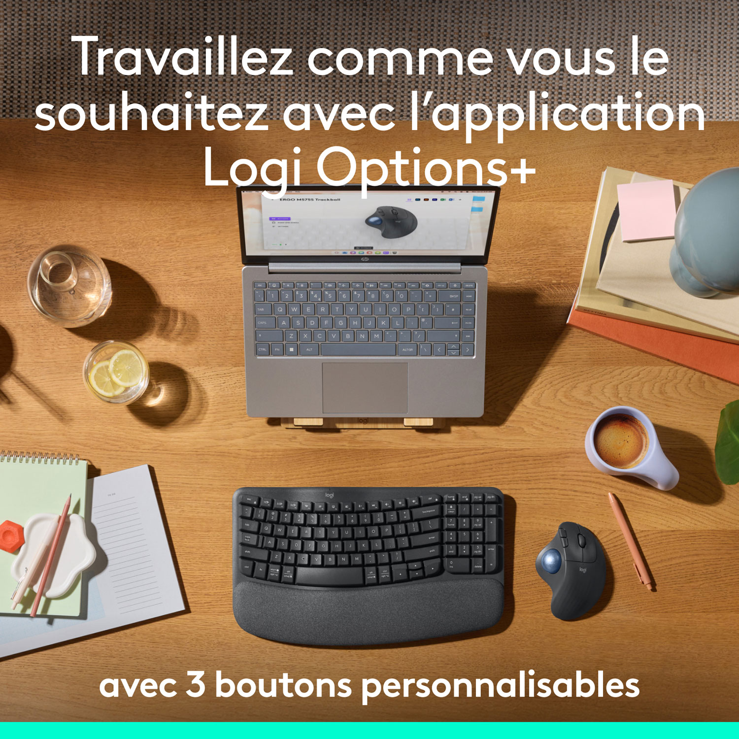 Logitech Ergo M575S Ergonomic 2000 DPI Wireless Trackball Mouse - Black