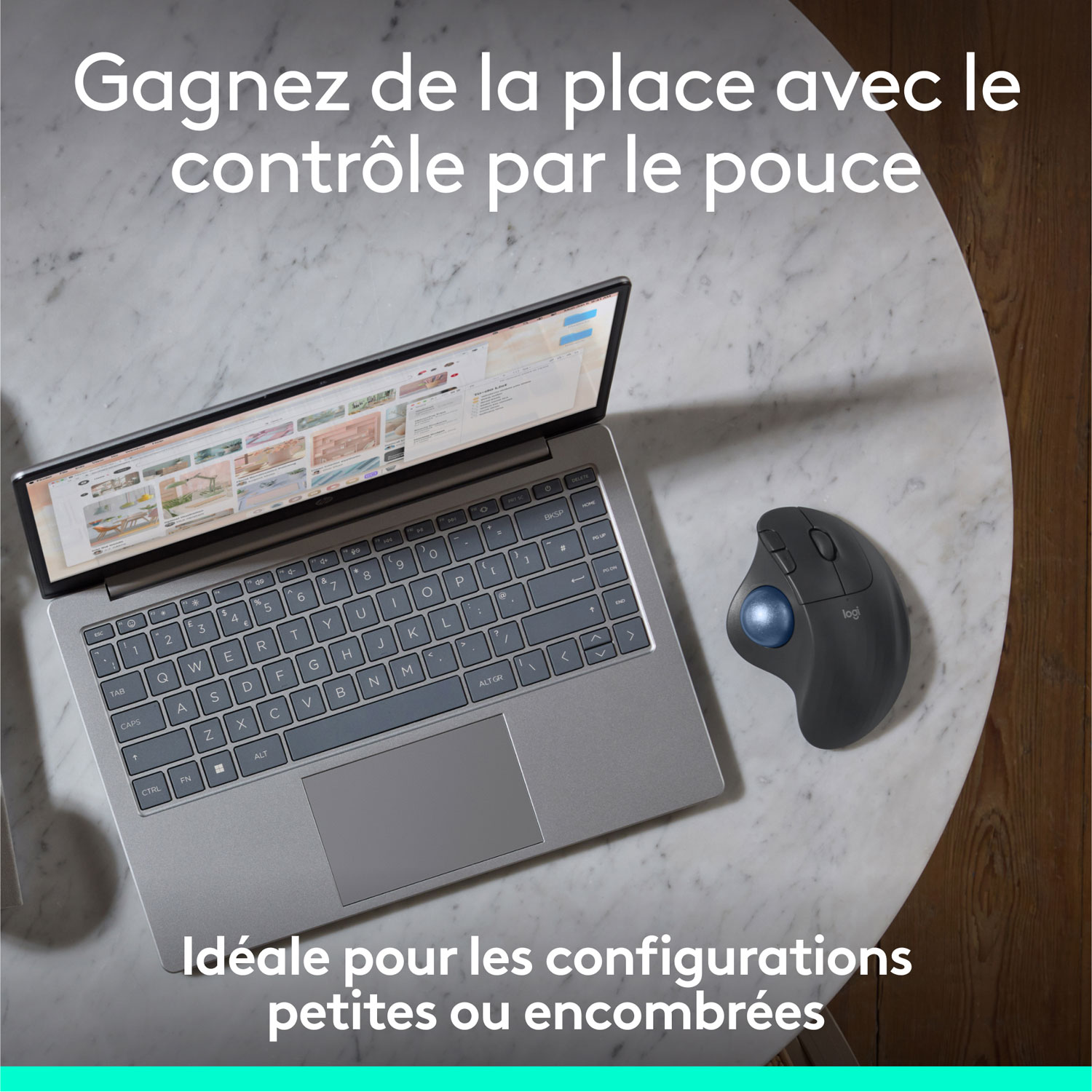 Logitech Ergo M575S Ergonomic 2000 DPI Wireless Trackball Mouse - Black