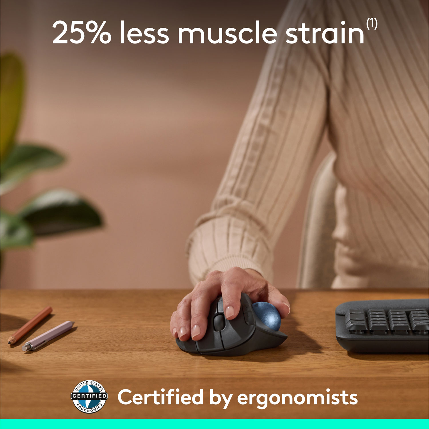 Logitech Ergo M575S Ergonomic 2000 DPI Wireless Trackball Mouse - Black